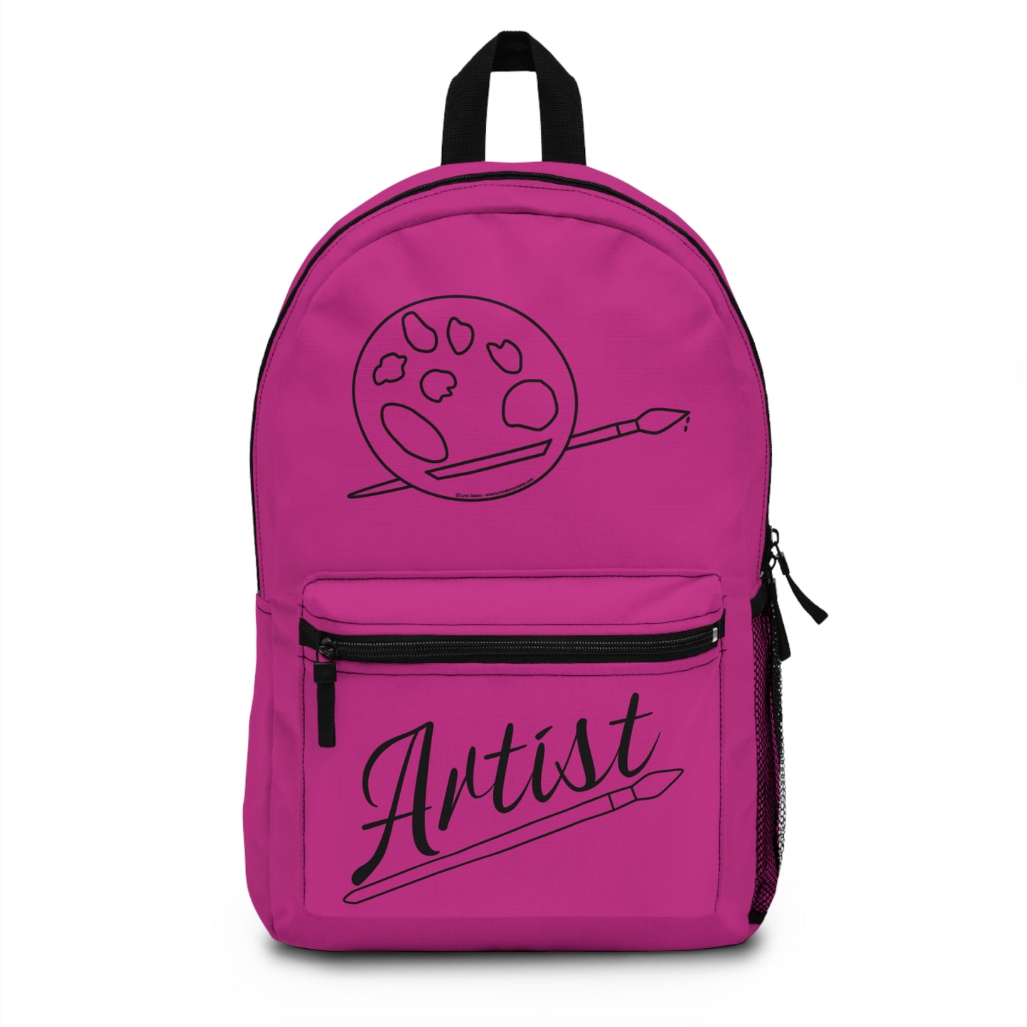 Backpack - Artist Palette and Brush on Pink by Lynn Salem Creates