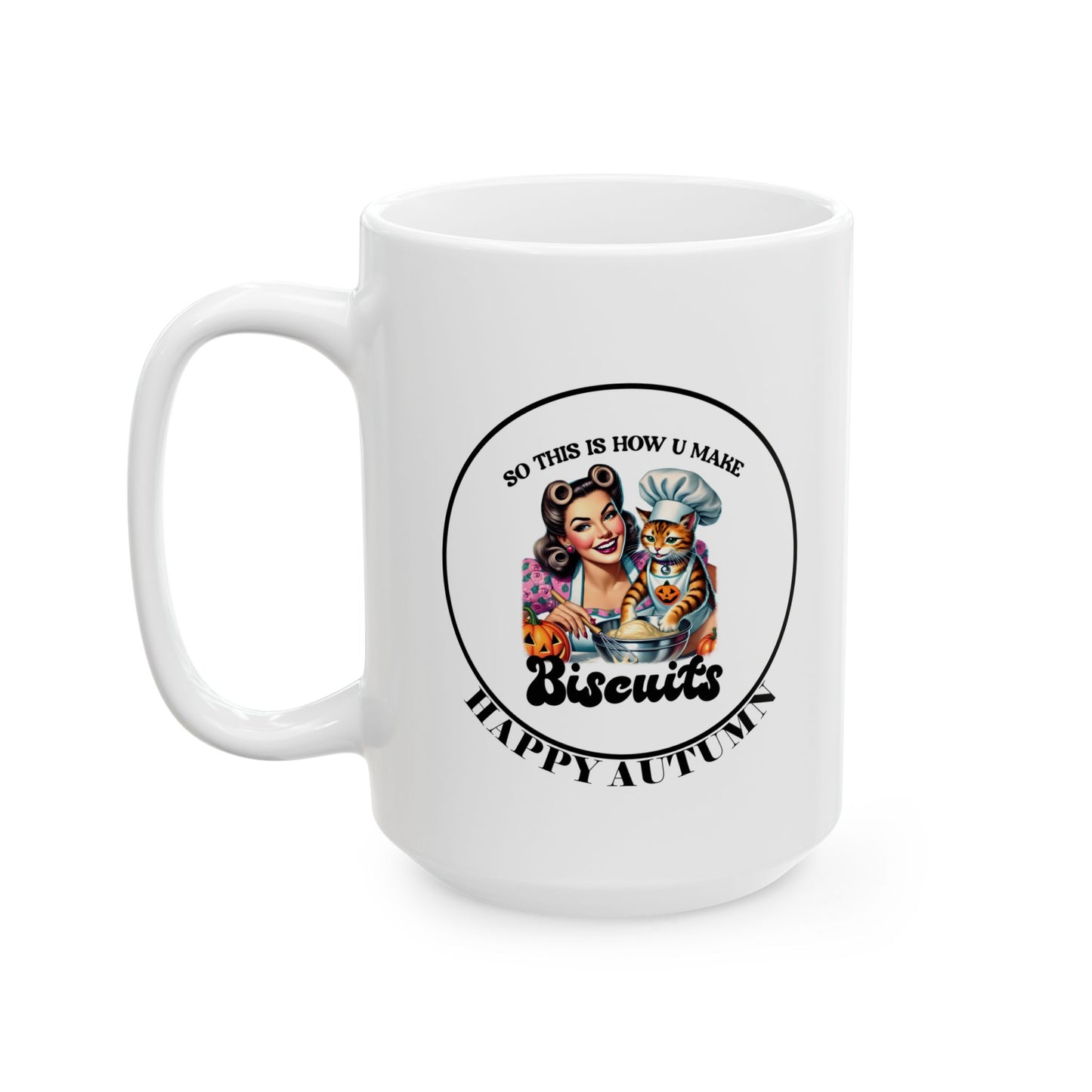 Ceramic Mug, (11oz, 15oz) - Autumn - Making Biscuits by Lynn Salem Creates