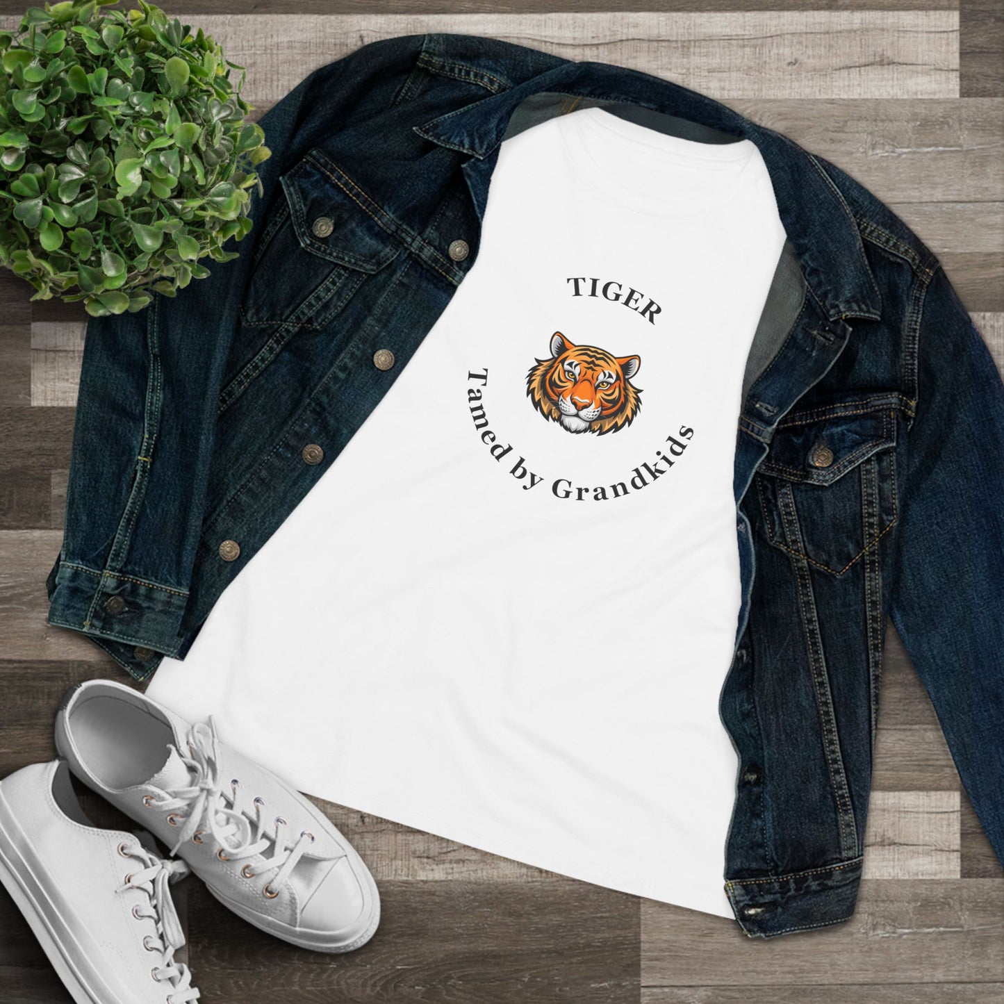 Tech HS - Tiger Tamed by Grandkids (black font) - Women's T-shirt - by Lynn Salem Creates
