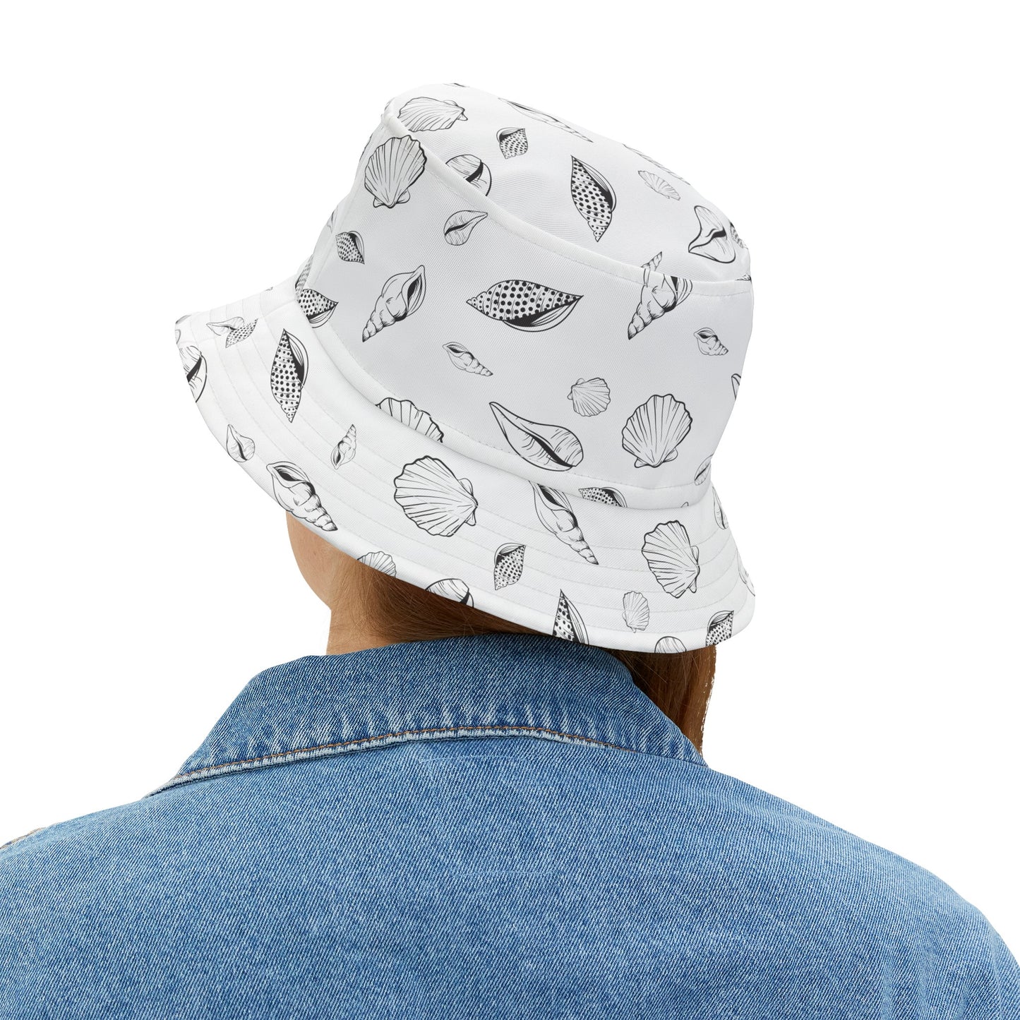 Sea Shell Design Bucket Hat (White) by Lynn Salem Creates