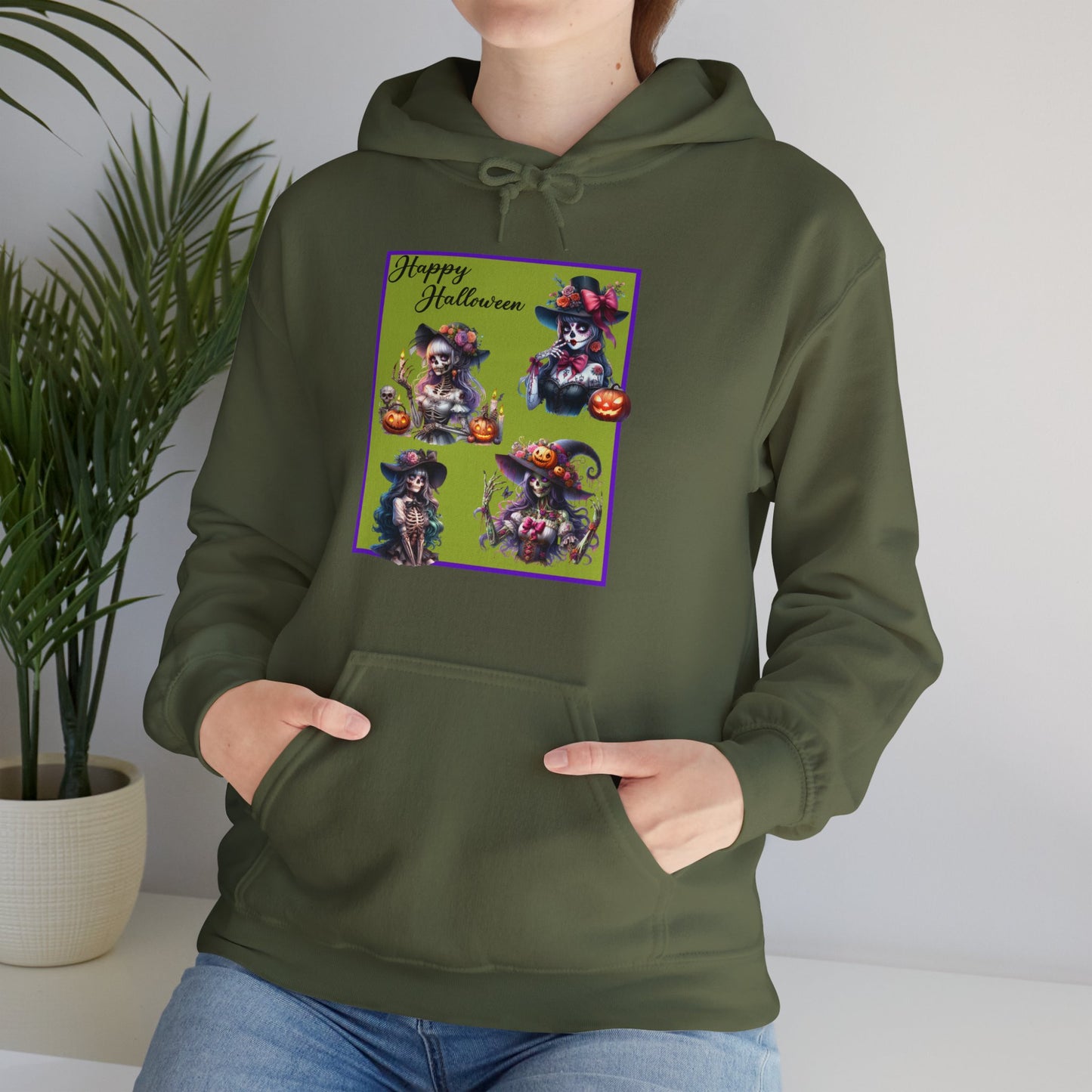 Hooded Sweatshirt - Halloween - Pretty Lady Skeletons by Lynn Salem Creates