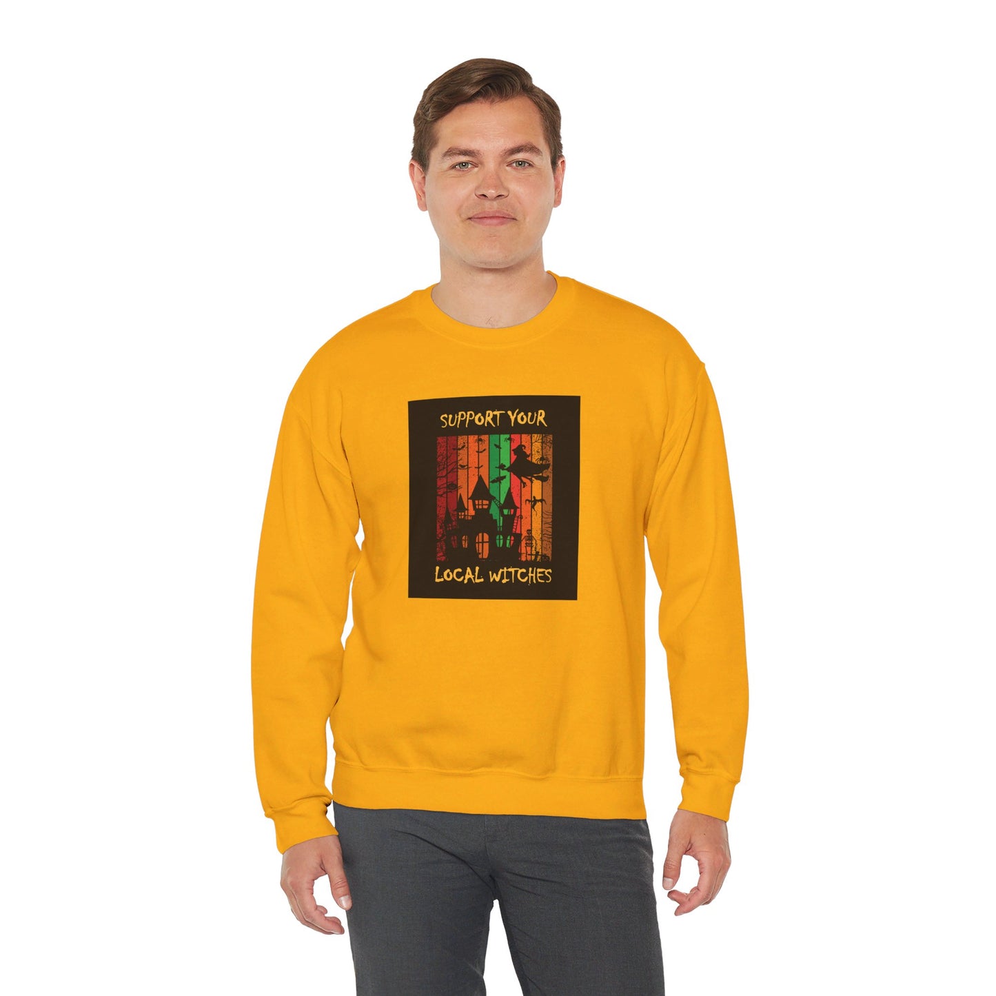 Crewneck Sweatshirt-Unisex Heavy Blend™ - Halloween - Support Your Local Witches 2 by Lynn Salem Creates