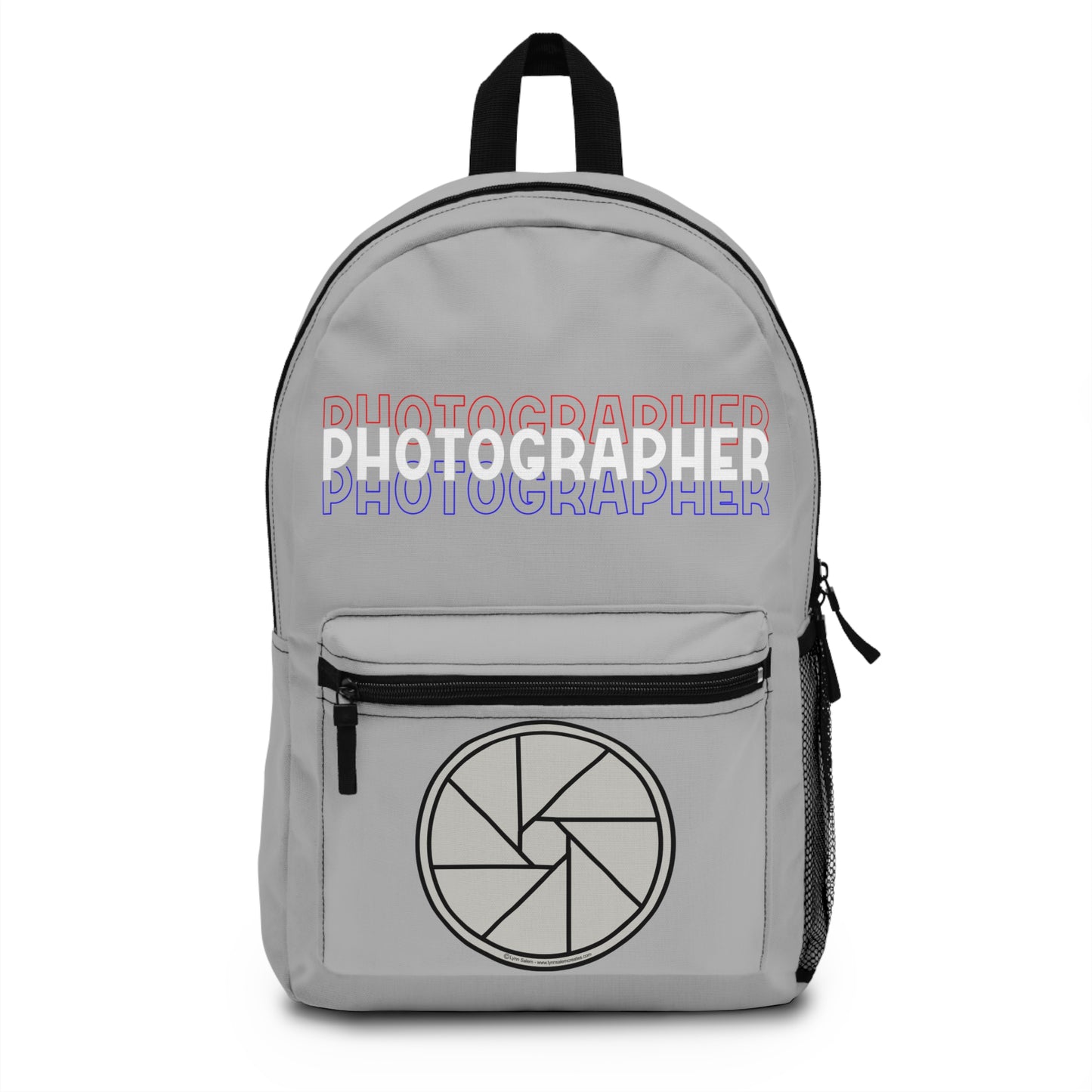 Backpack - Photographer - Red, White, and Blue (Light Grey) by Lynn Salem Creates