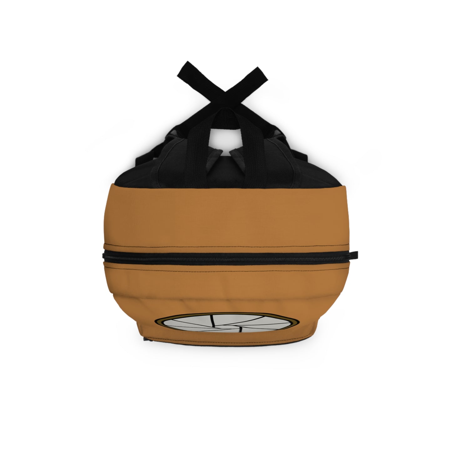 Backpack – Photographer with Camera Shutter on Light Brown by Lynn Salem Creates