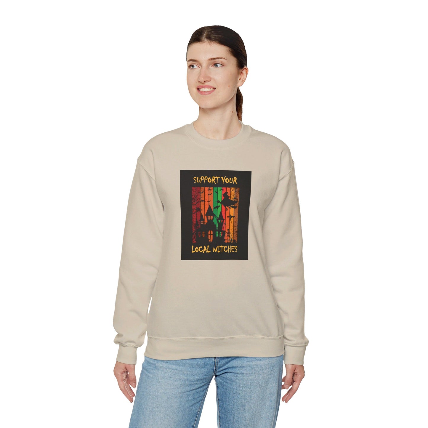 Crewneck Sweatshirt-Unisex Heavy Blend™ - Halloween - Support Your Local Witches 2 by Lynn Salem Creates