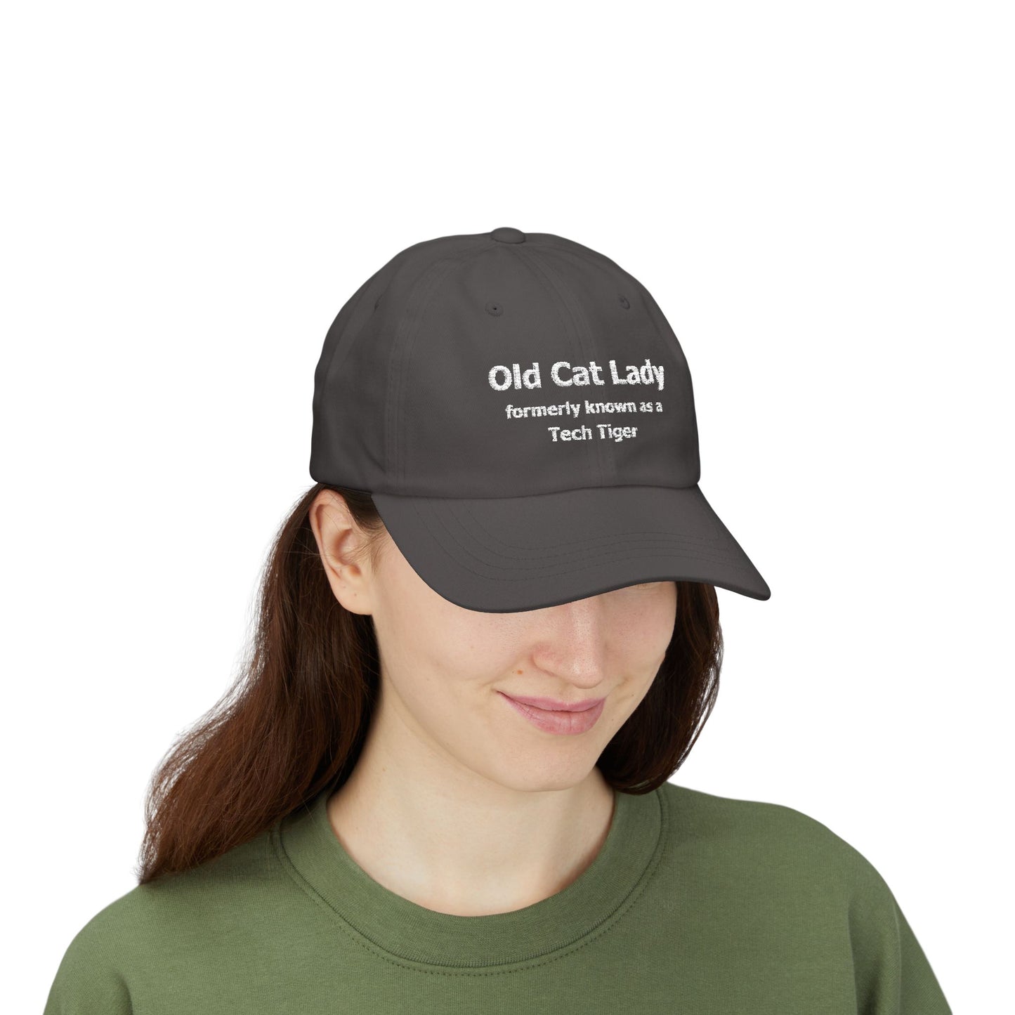 Tech HS - Embroidered Hat - Old Cat Lady formerly known as a Tech Tiger (white text) by Lynn Salem Creates