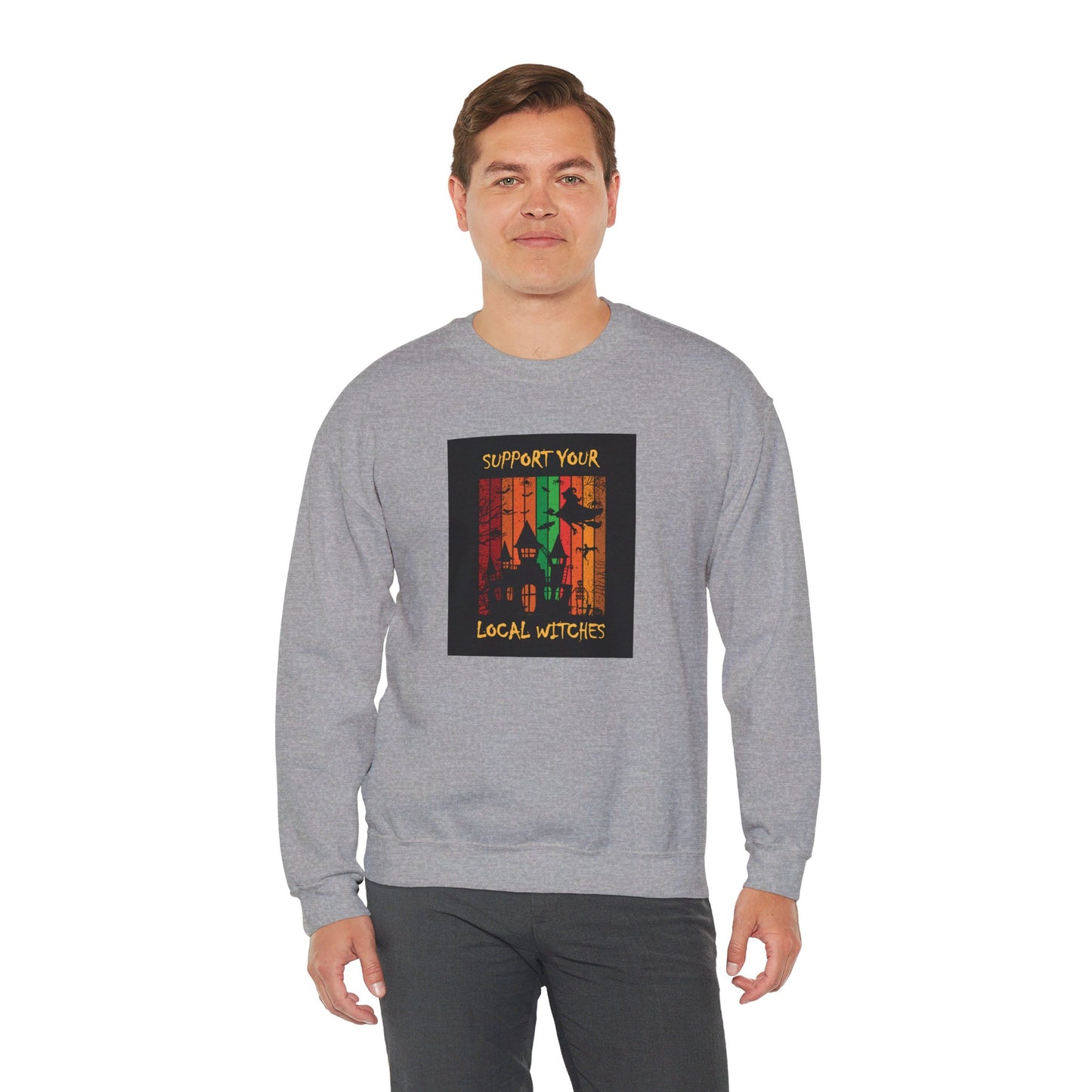 Crewneck Sweatshirt-Unisex Heavy Blend™ - Halloween - Support Your Local Witches 2 by Lynn Salem Creates