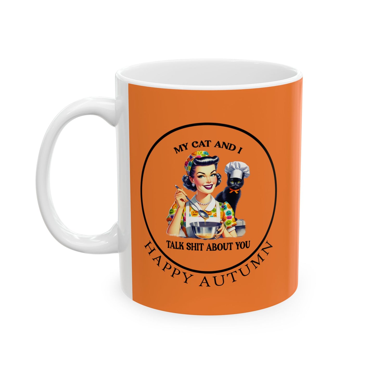Ceramic Mug, (11oz, 15oz) - Autumn - My Cat and I by Lynn Salem Creates