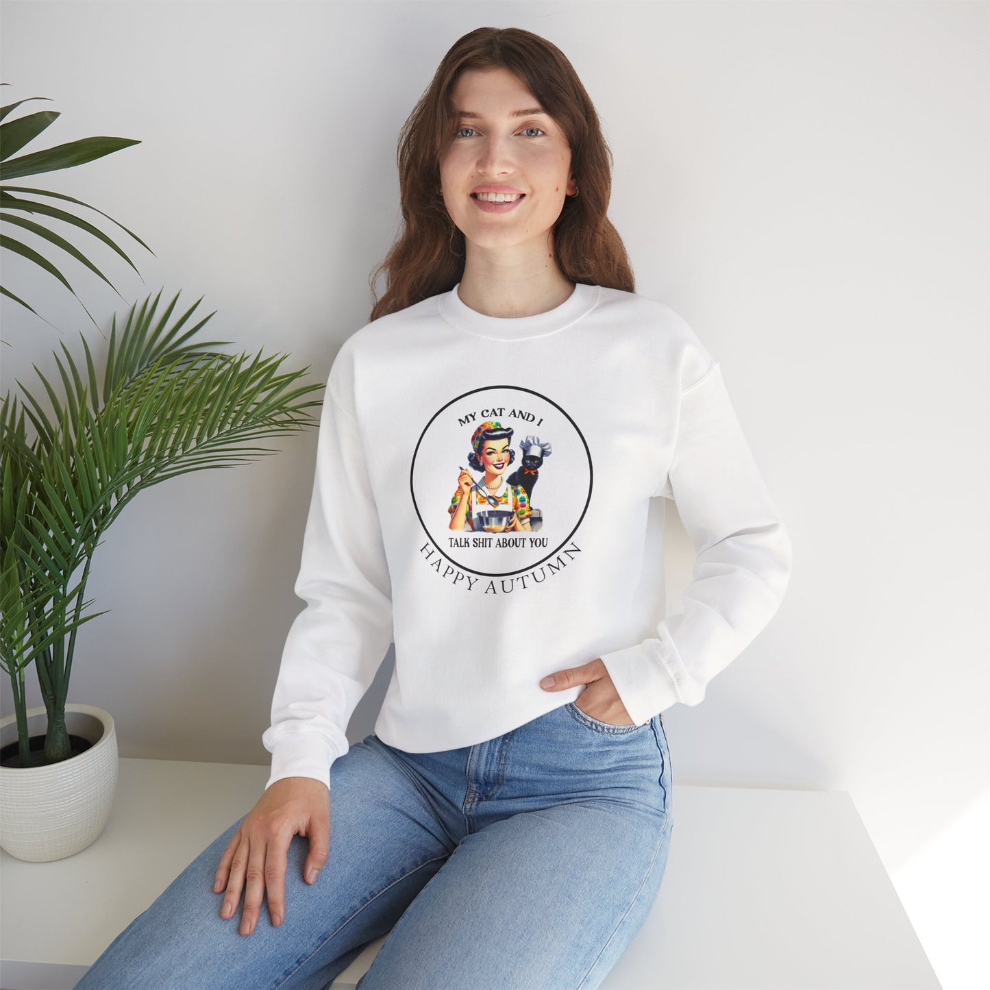 Crewneck Sweatshirt - Unisex Heavy Blend™ - My Cat and I by Lynn Salem Creates