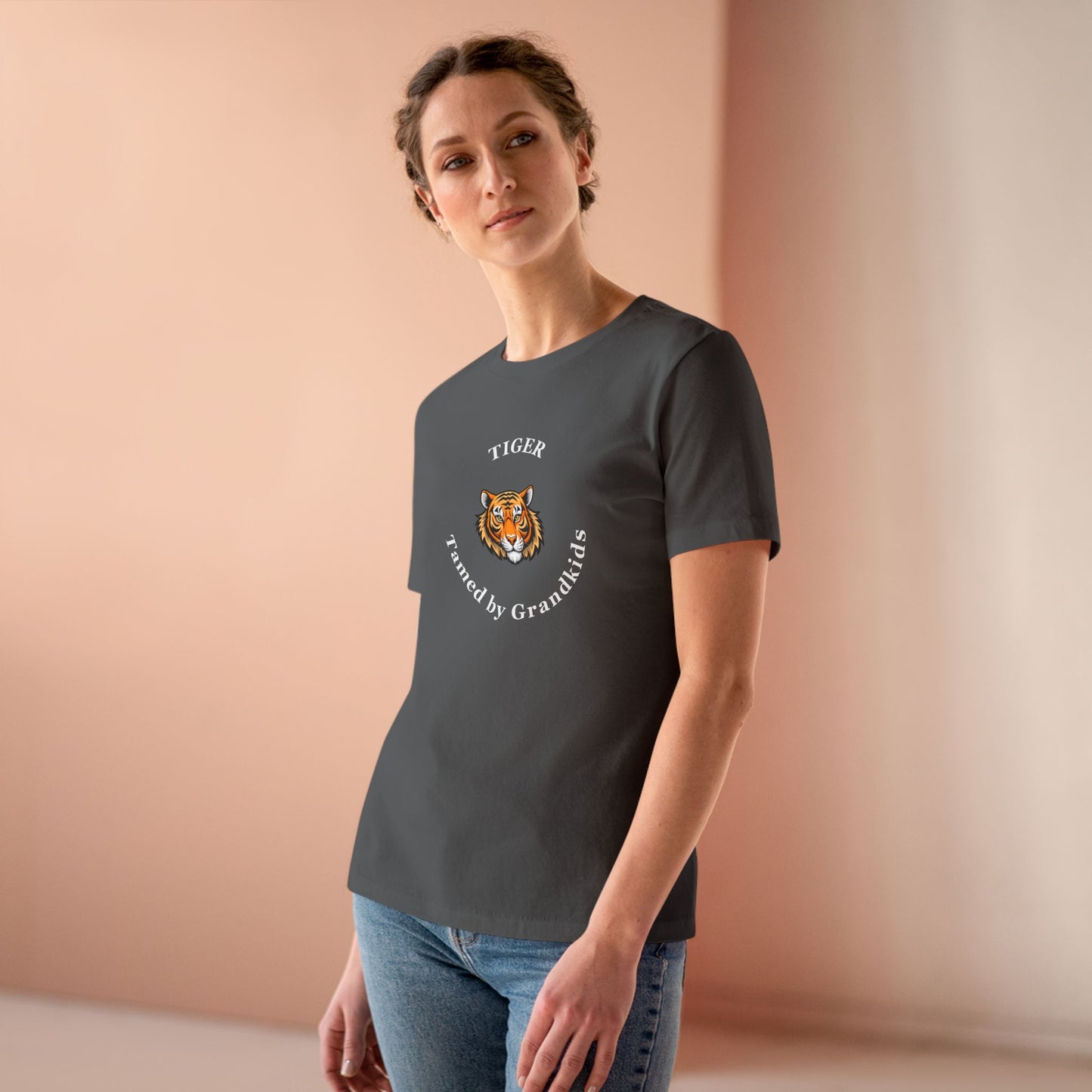 Tech HS - Tiger Tamed by Grandkids (white font) -Women's T-shirt- by Lynn Salem Creates