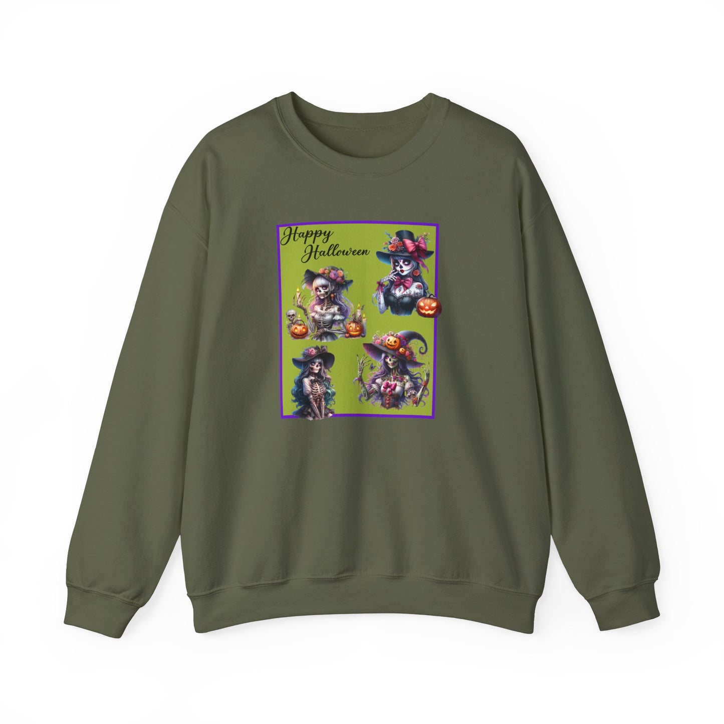 Crewneck Sweatshirt - Halloween - Pretty Lady Skeletons by Lynn Salem Creates