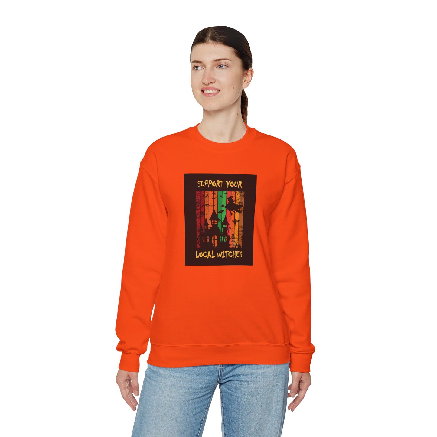 Crewneck Sweatshirt-Unisex Heavy Blend™ - Halloween - Support Your Local Witches 2 by Lynn Salem Creates