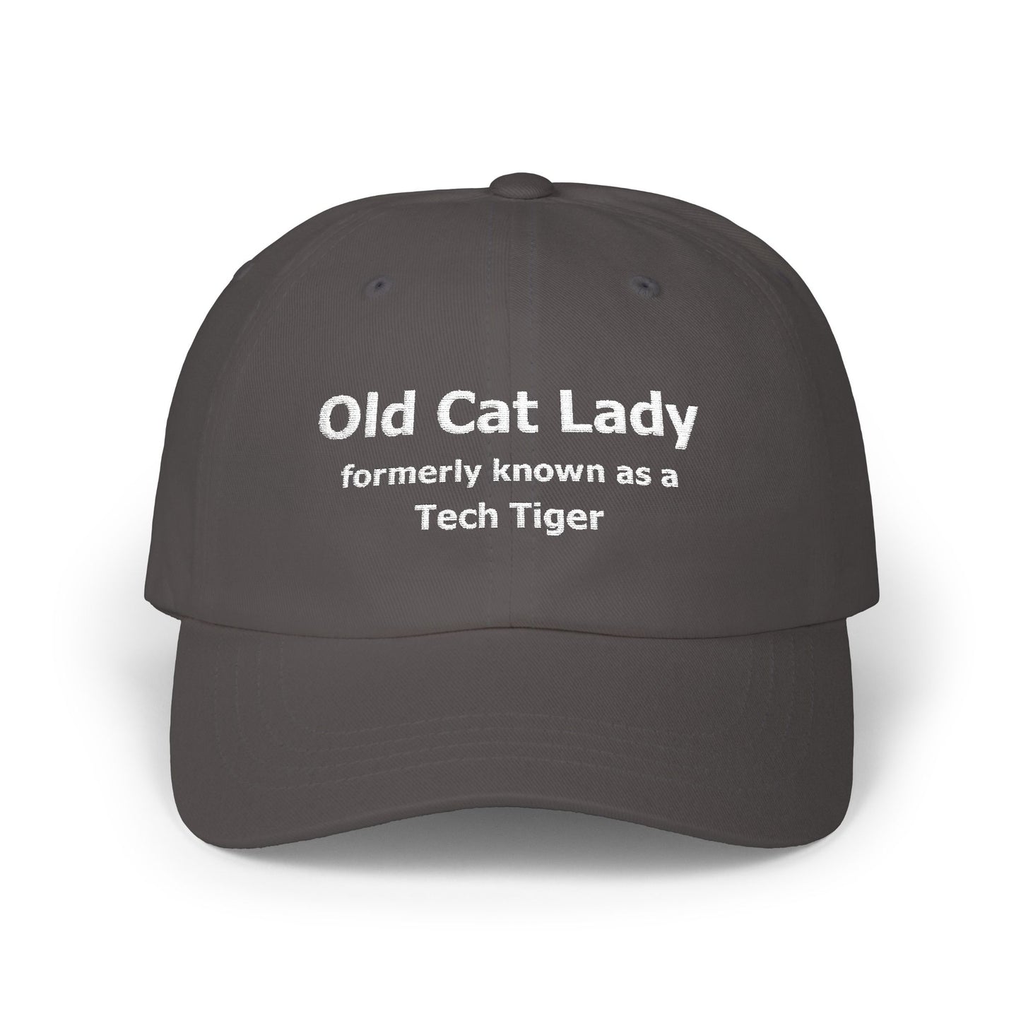 Tech HS - Embroidered Hat - Old Cat Lady formerly known as a Tech Tiger (white text) by Lynn Salem Creates
