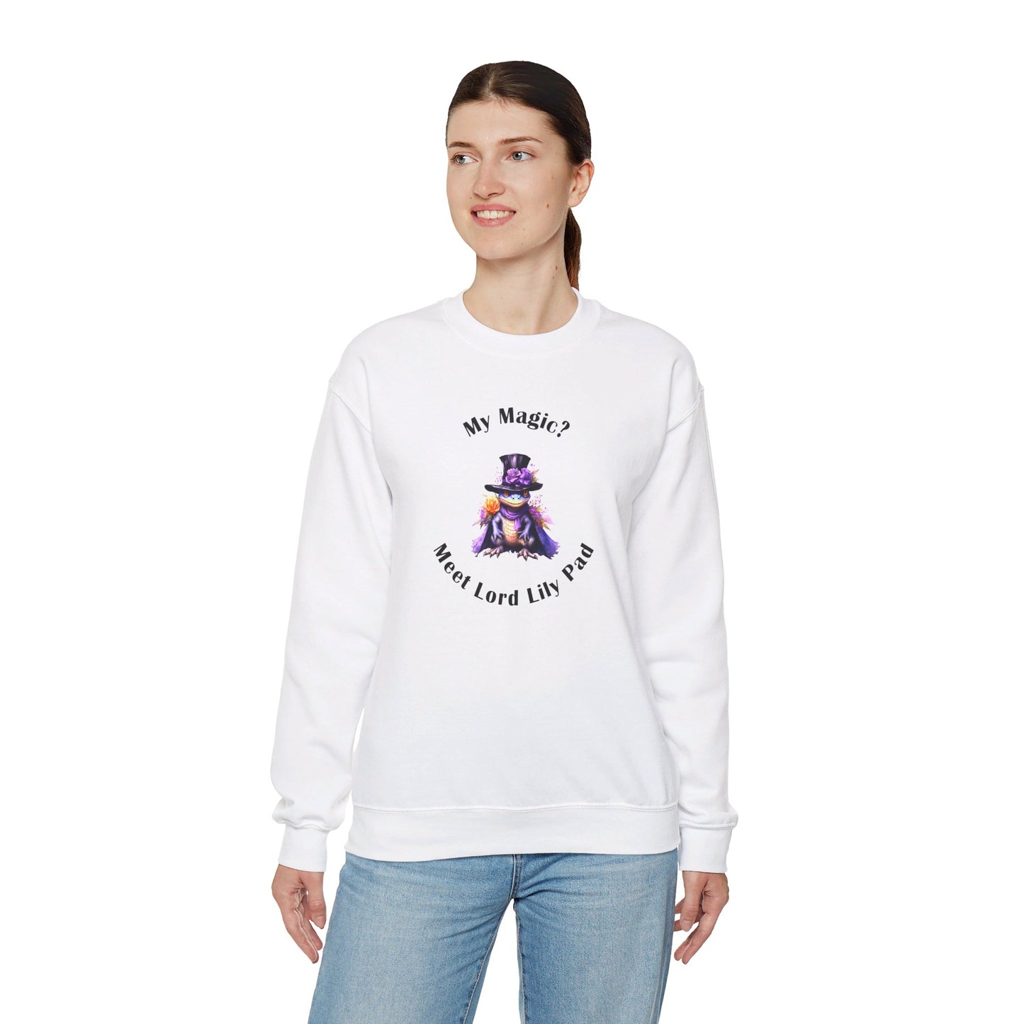 Crewneck Sweatshirt- Unisex Heavy Blend™ - Meet Lord Lily Pad by Lynn Salem Creates