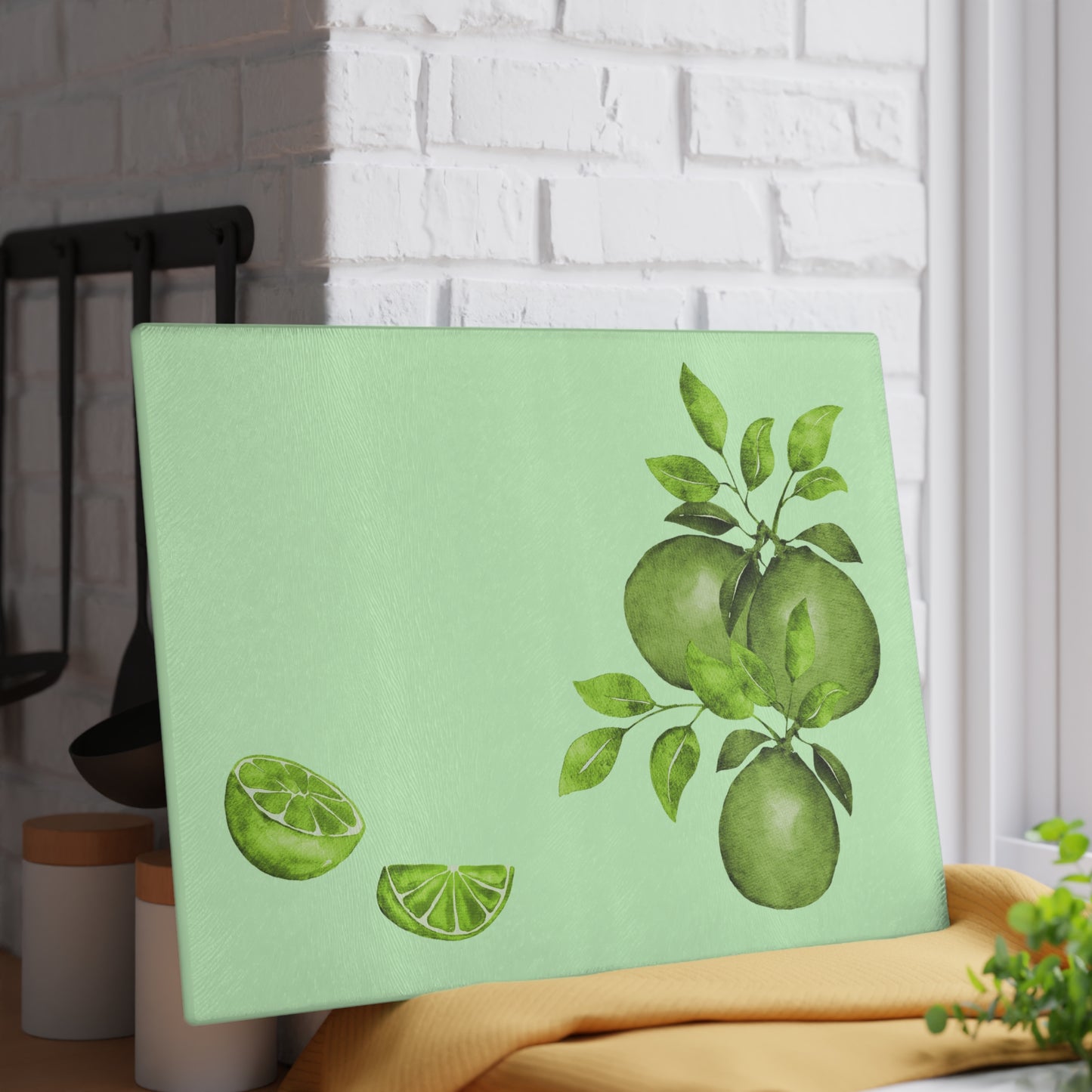 Glass Cutting Board - Limes by Lynn Salem Creates