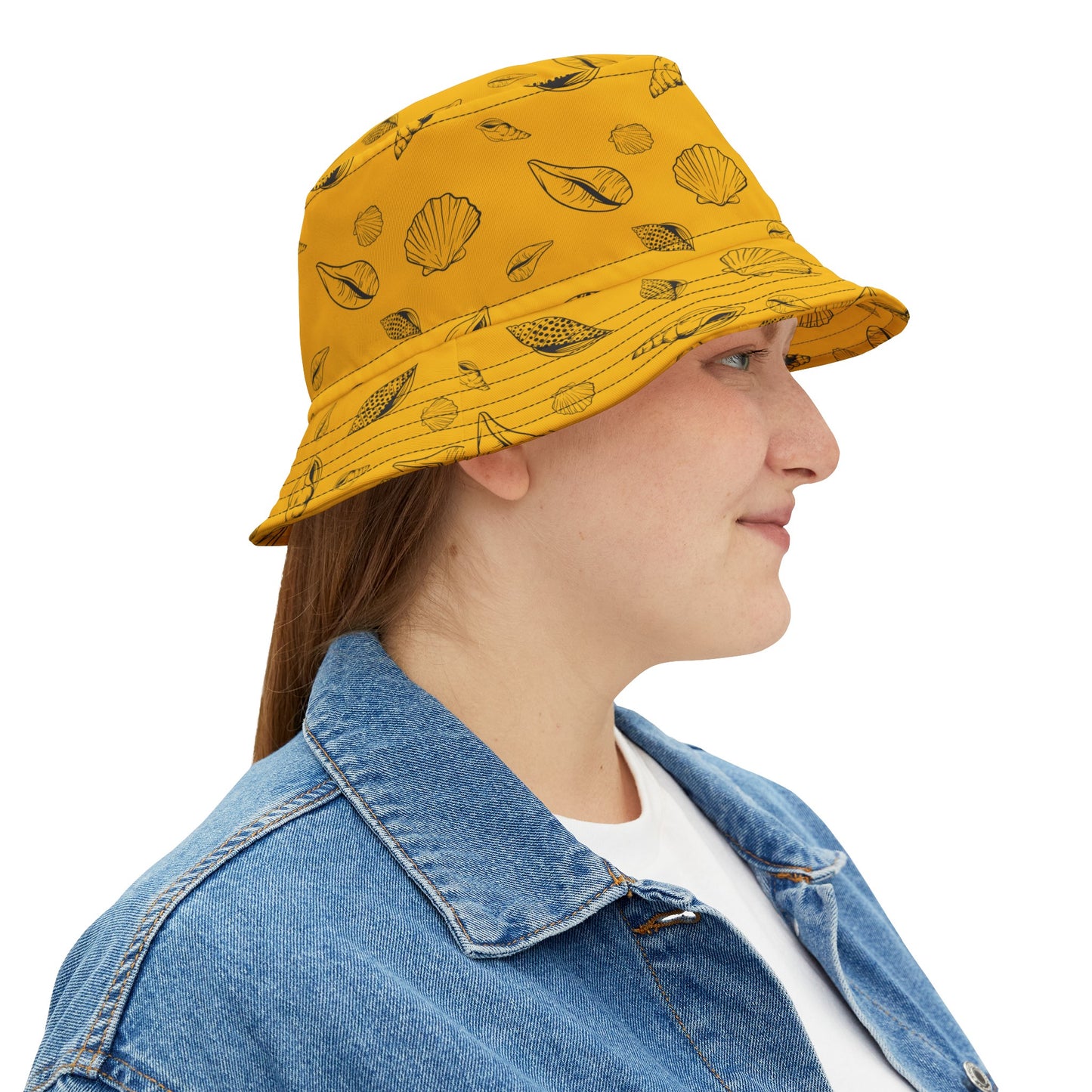 Sea Shell Design Bucket Hat (Yellow) by Lynn Salem Creates
