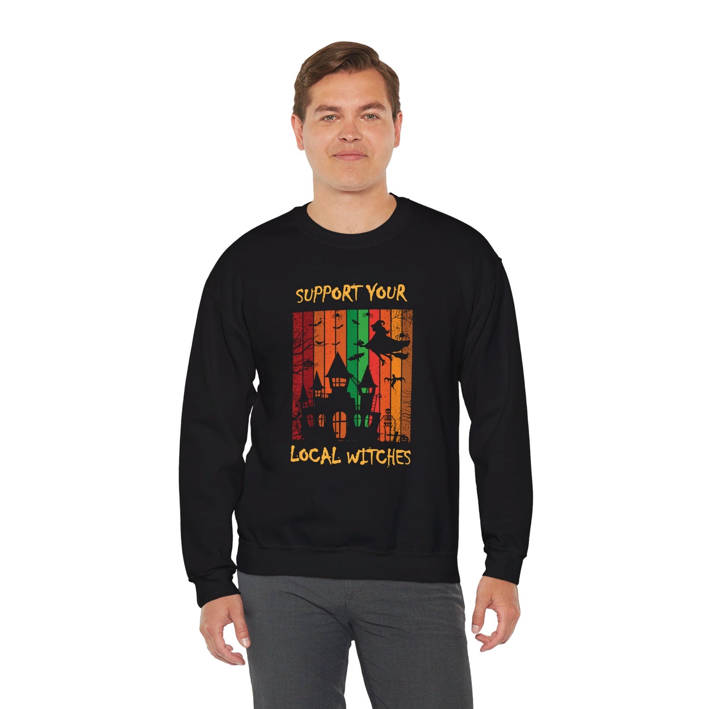 Crewneck Sweatshirt-Unisex Heavy Blend™ - Halloween - Support Your Local Witches by Lynn Salem Creates
