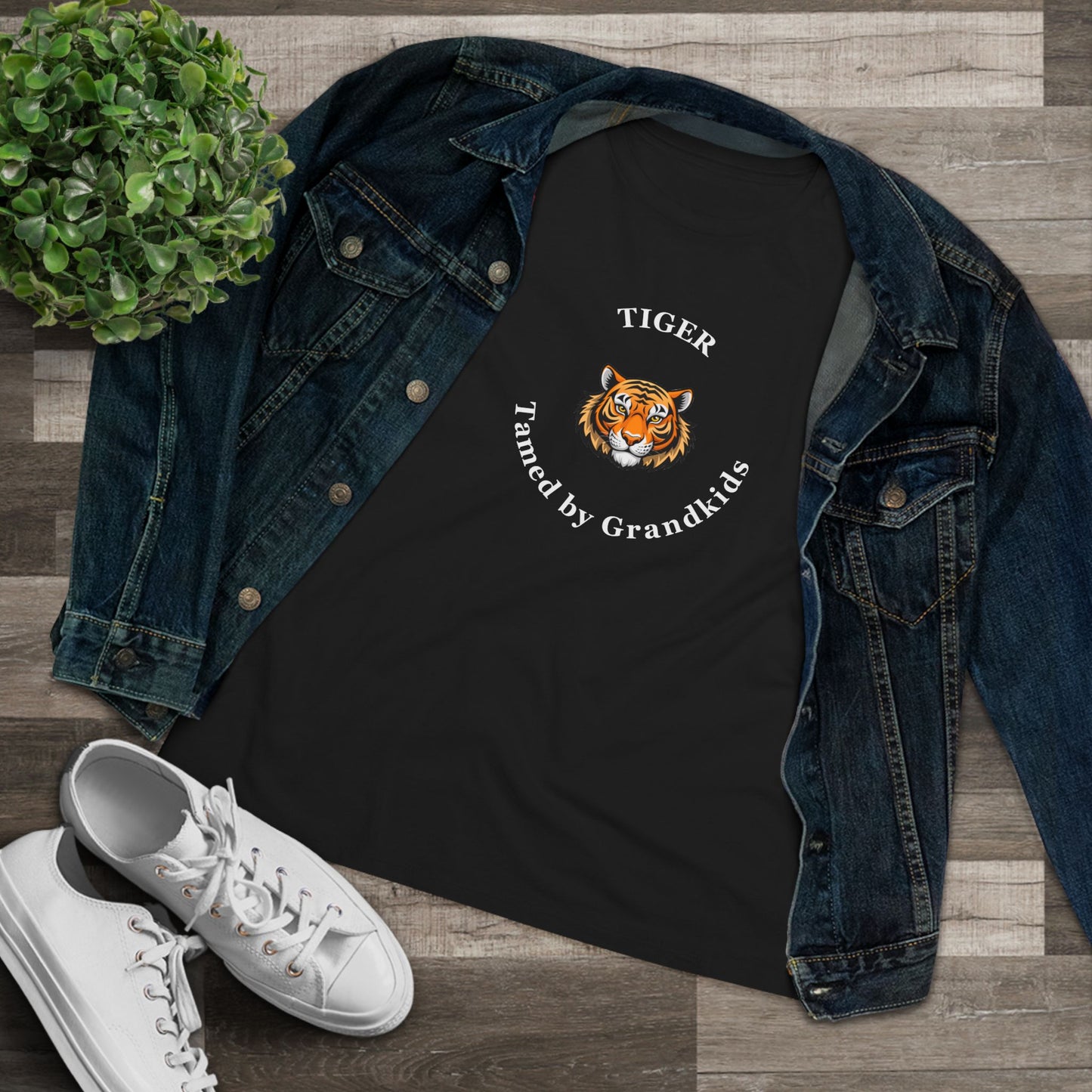 Tech HS - Tiger Tamed by Grandkids (white font) -Women's T-shirt- by Lynn Salem Creates