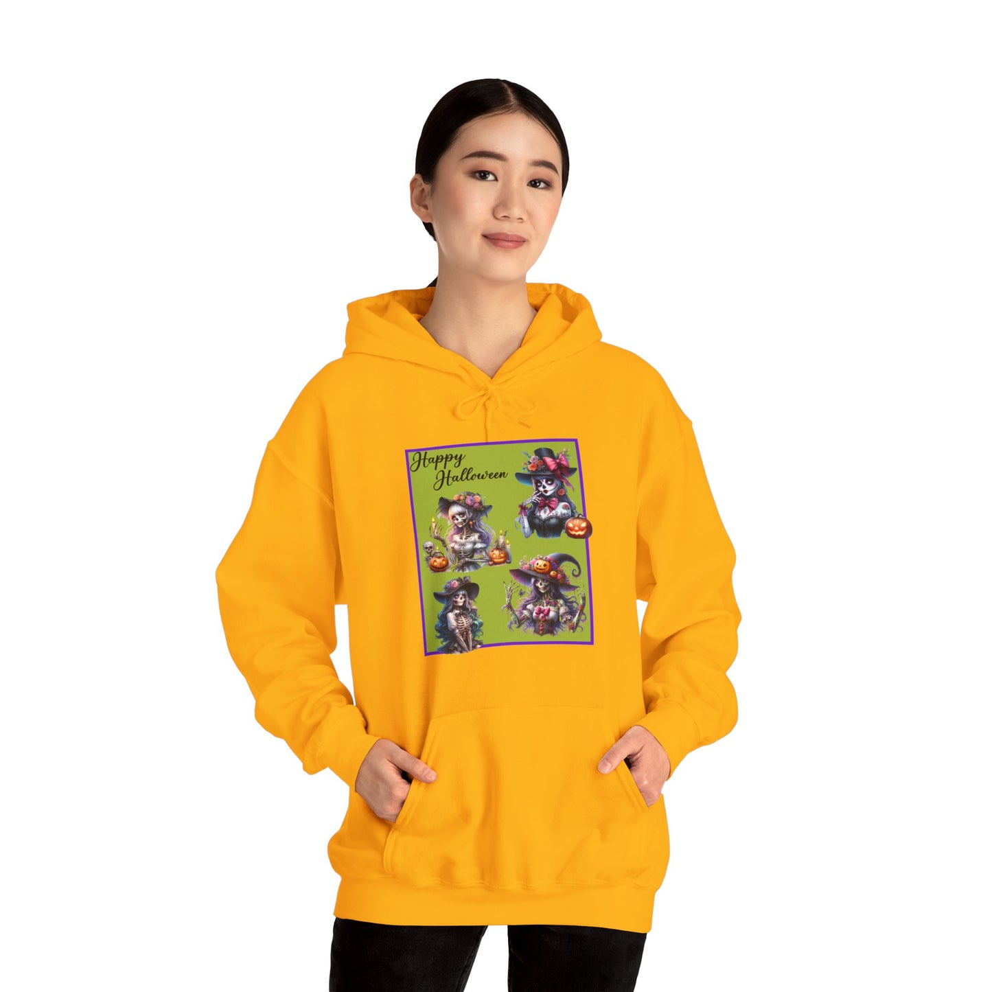Hooded Sweatshirt - Halloween - Pretty Lady Skeletons by Lynn Salem Creates