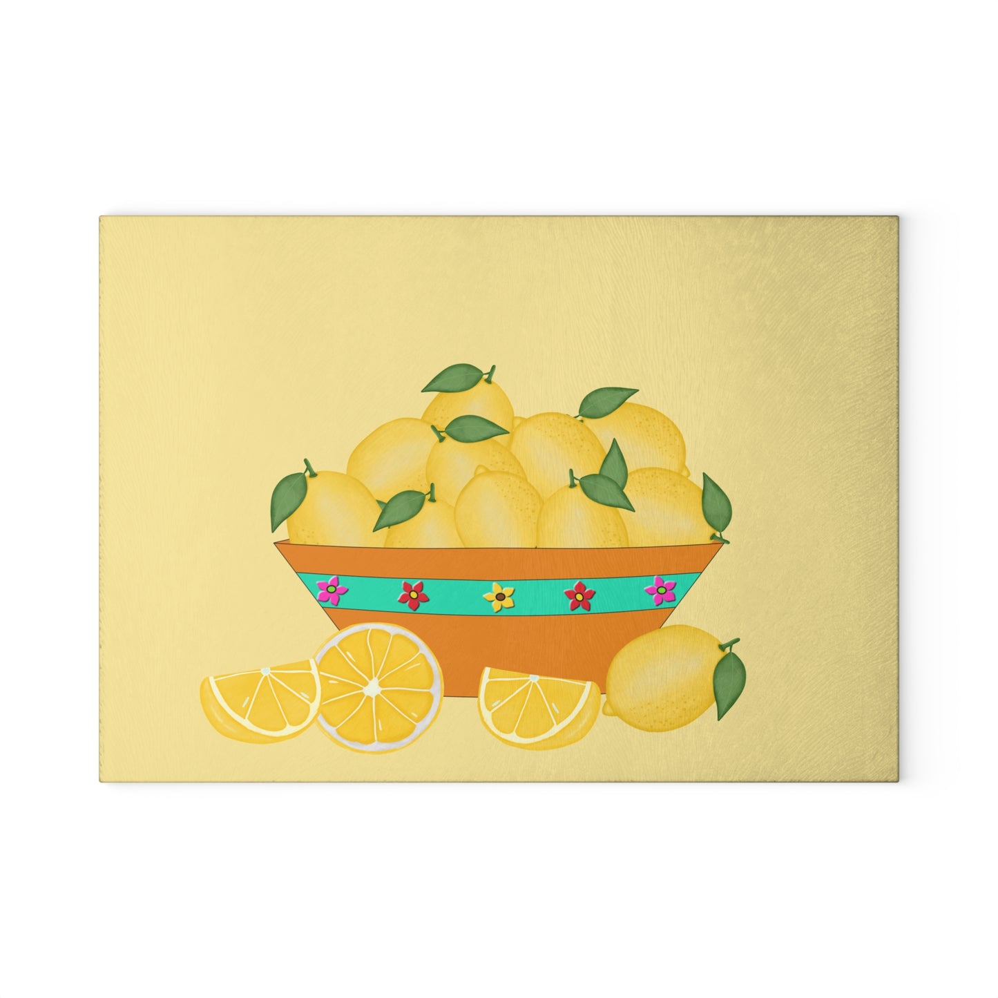Bowl of Lemons Glass Cutting Board by Lynn Salem Creates