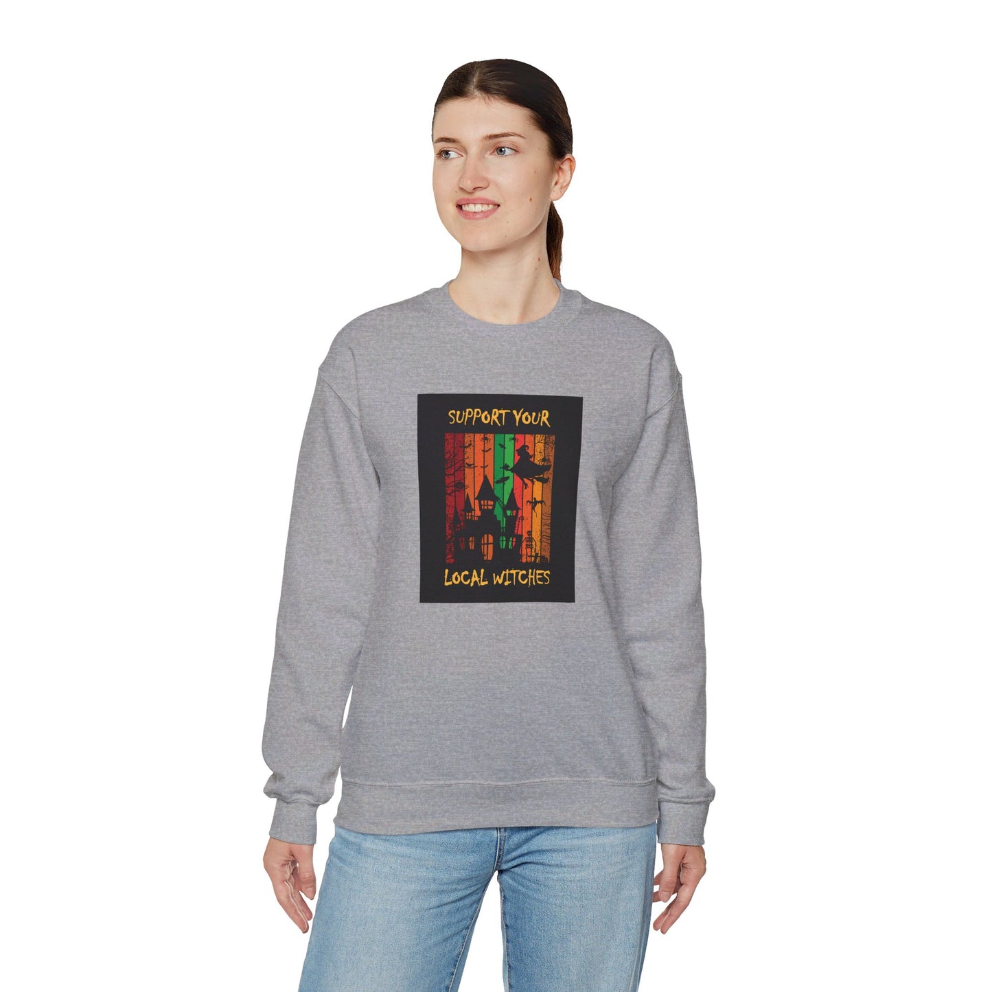 Crewneck Sweatshirt-Unisex Heavy Blend™ - Halloween - Support Your Local Witches 2 by Lynn Salem Creates