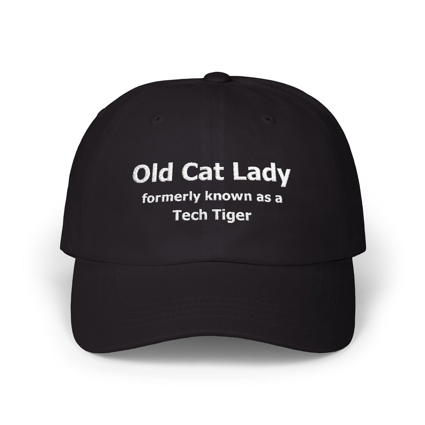 Tech HS - Embroidered Hat - Old Cat Lady formerly known as a Tech Tiger (white text) by Lynn Salem Creates