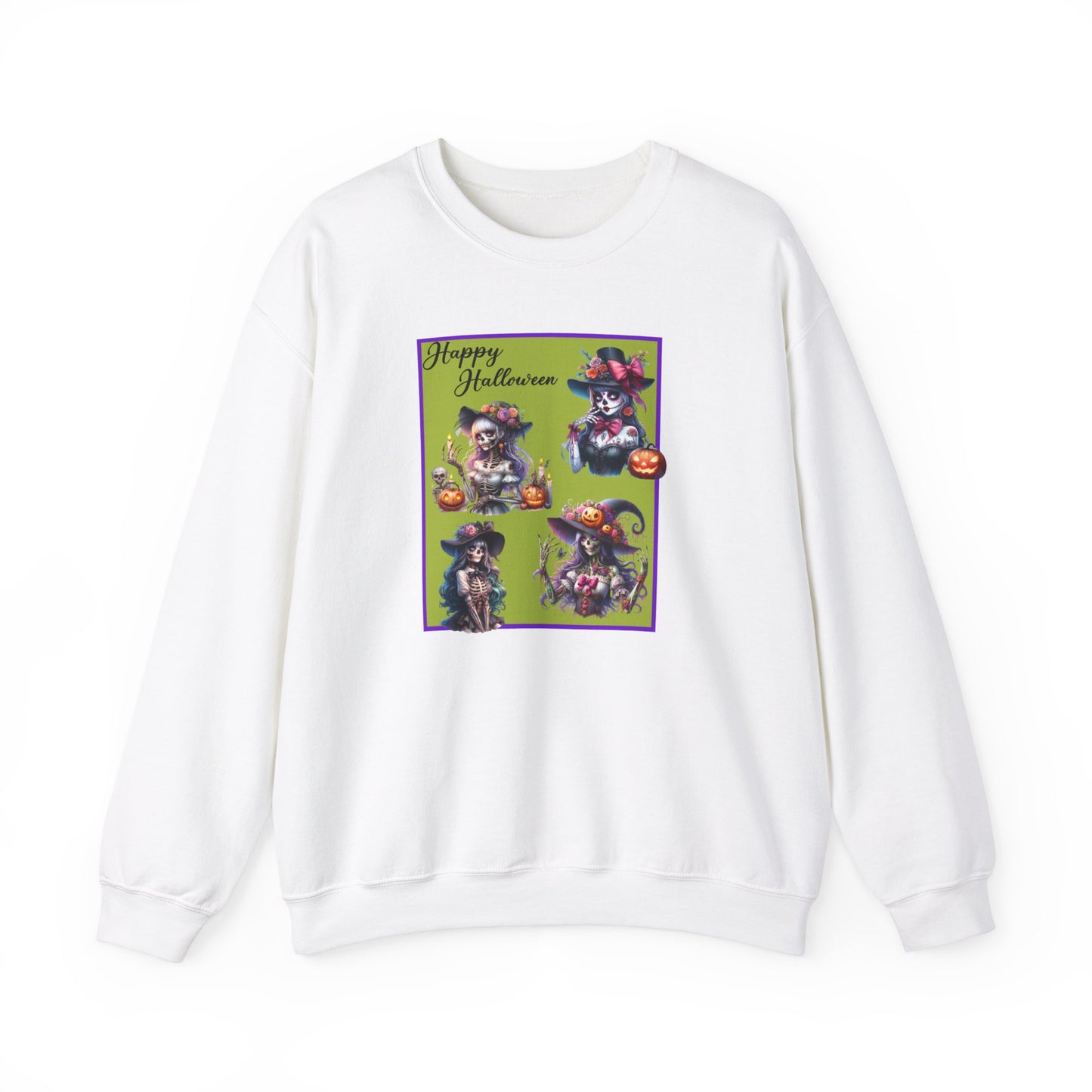 Crewneck Sweatshirt - Halloween - Pretty Lady Skeletons by Lynn Salem Creates