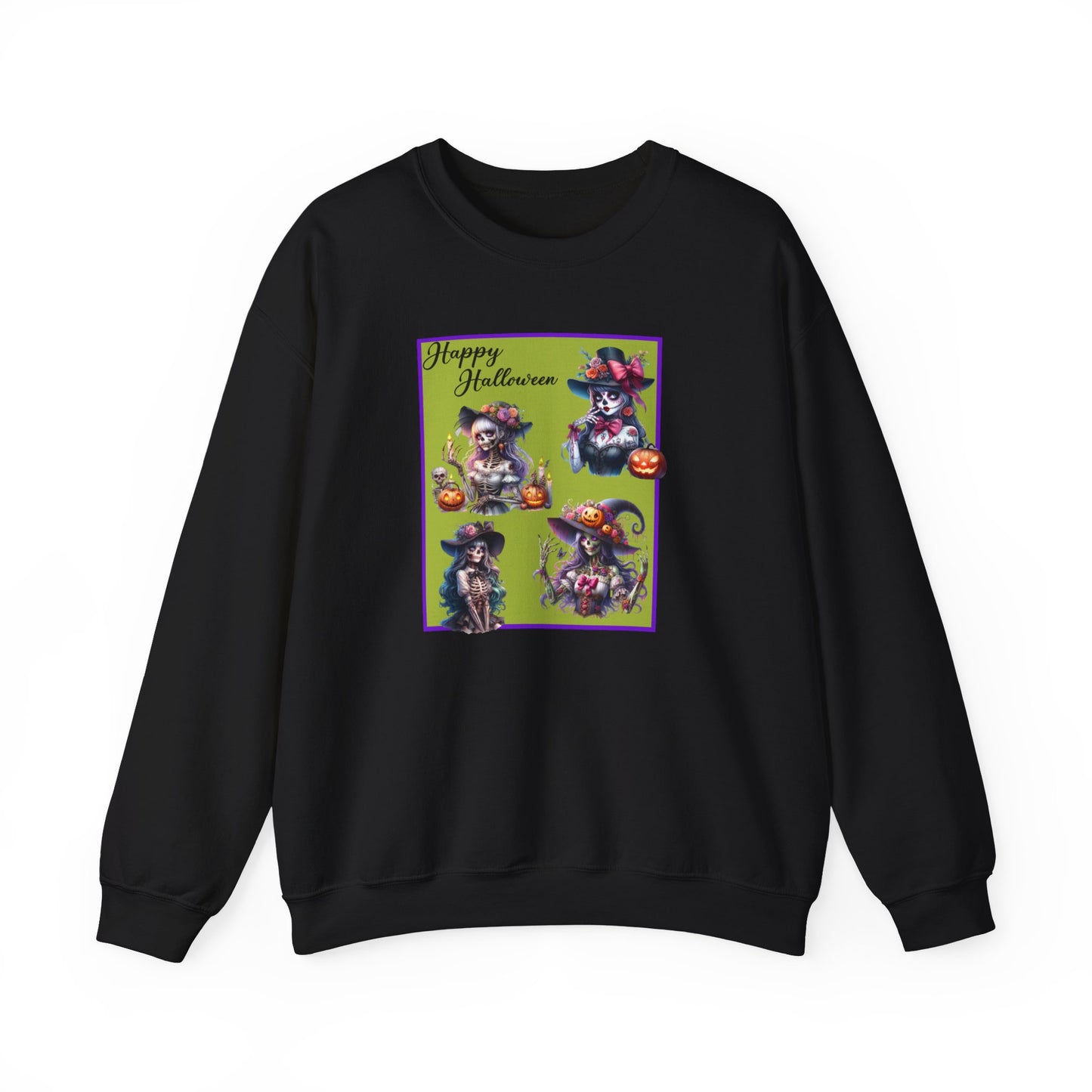 Crewneck Sweatshirt - Halloween - Pretty Lady Skeletons by Lynn Salem Creates