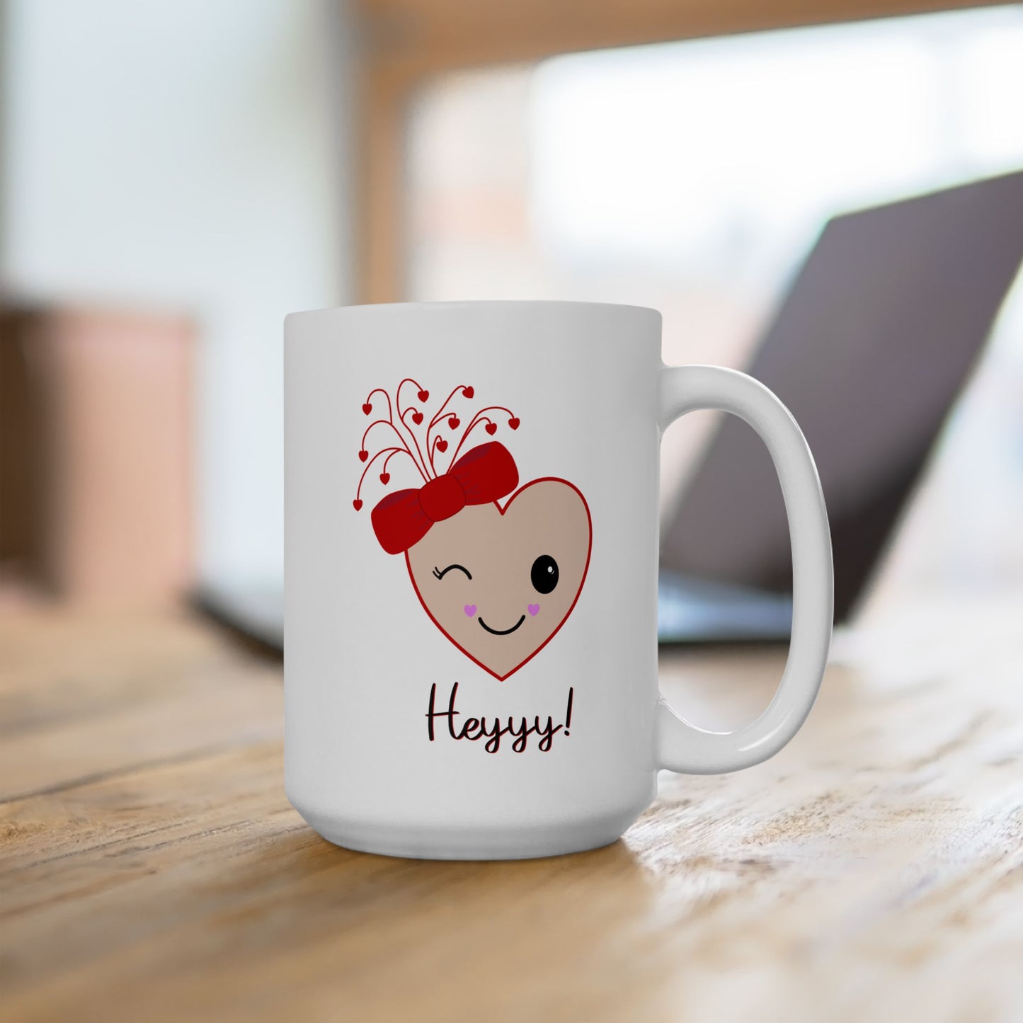 Flirting Heart (Flesh) Ceramic Mug by Lynn Salem Creates