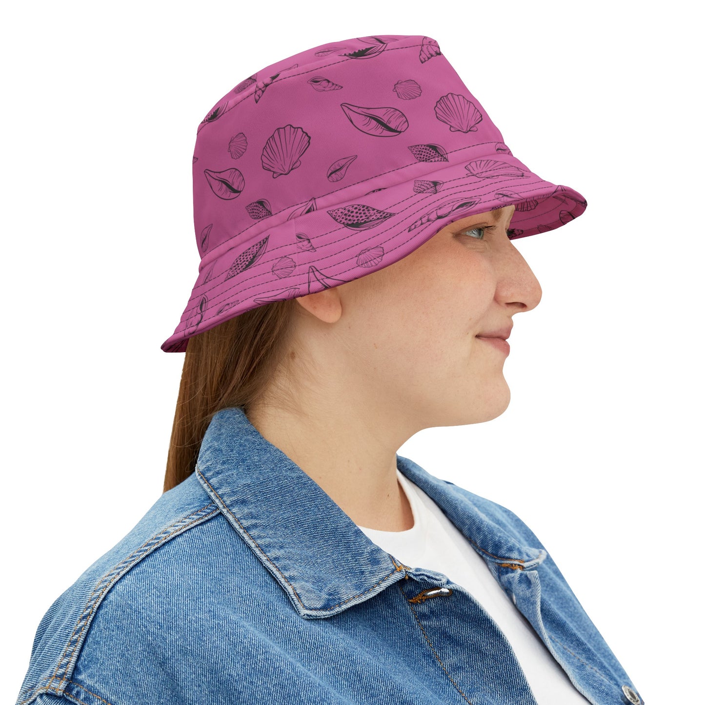Sea Shell Design Bucket Hat (Light Pink) by Lynn Salem Creates