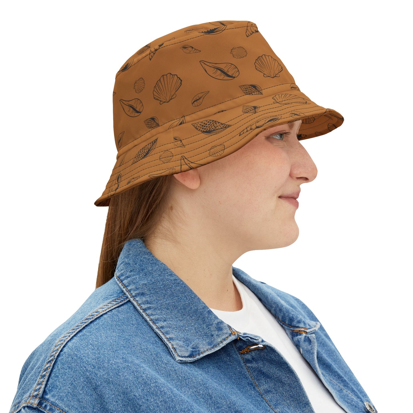 Sea Shell Design Bucket Hat (Light Brown) by Lynn Salem Creates