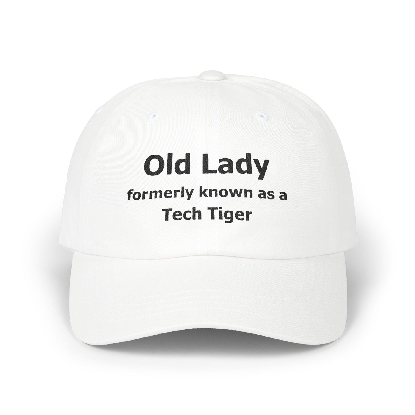Tech HS - Embroidered Hat - Old Lady formerly known as a Tech Tiger (black text) by Lynn Salem Creates