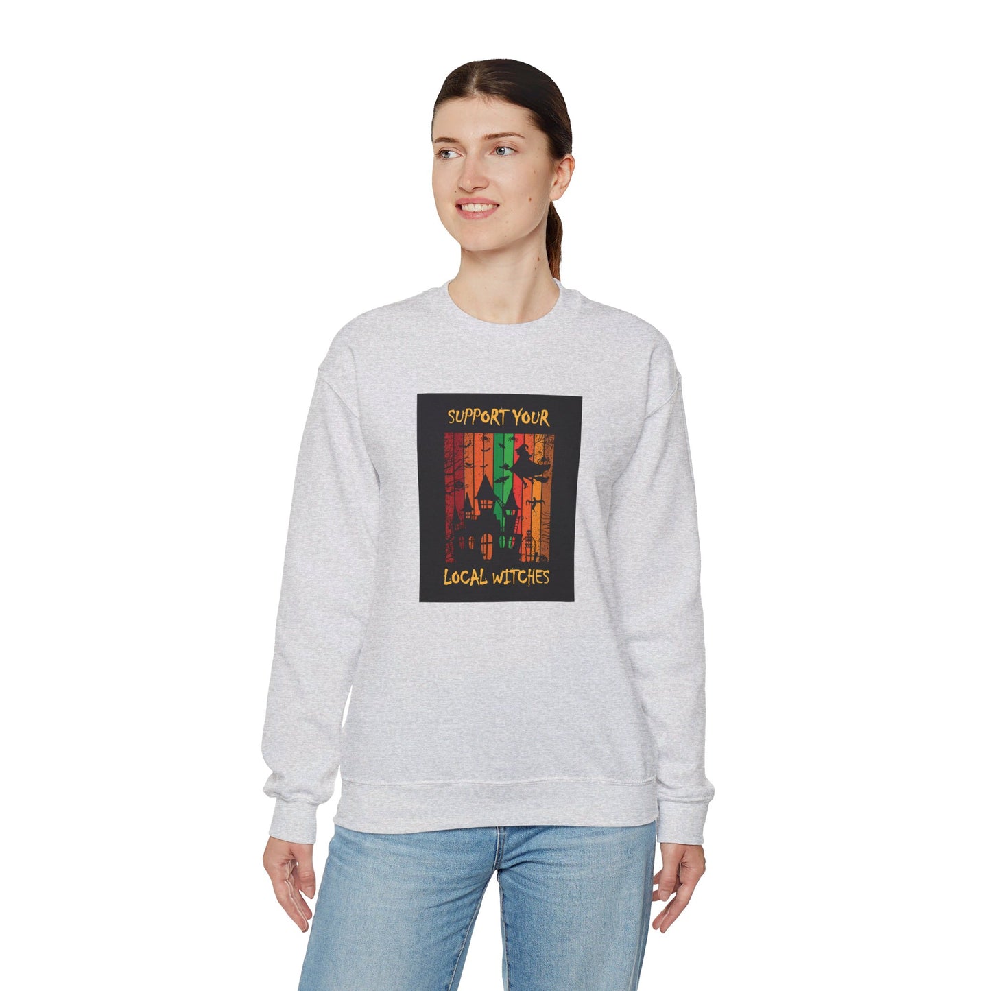 Crewneck Sweatshirt-Unisex Heavy Blend™ - Halloween - Support Your Local Witches 2 by Lynn Salem Creates