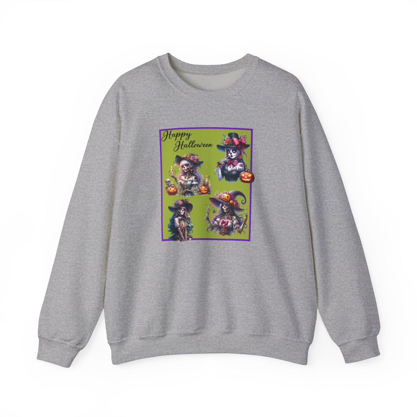 Crewneck Sweatshirt - Halloween - Pretty Lady Skeletons by Lynn Salem Creates
