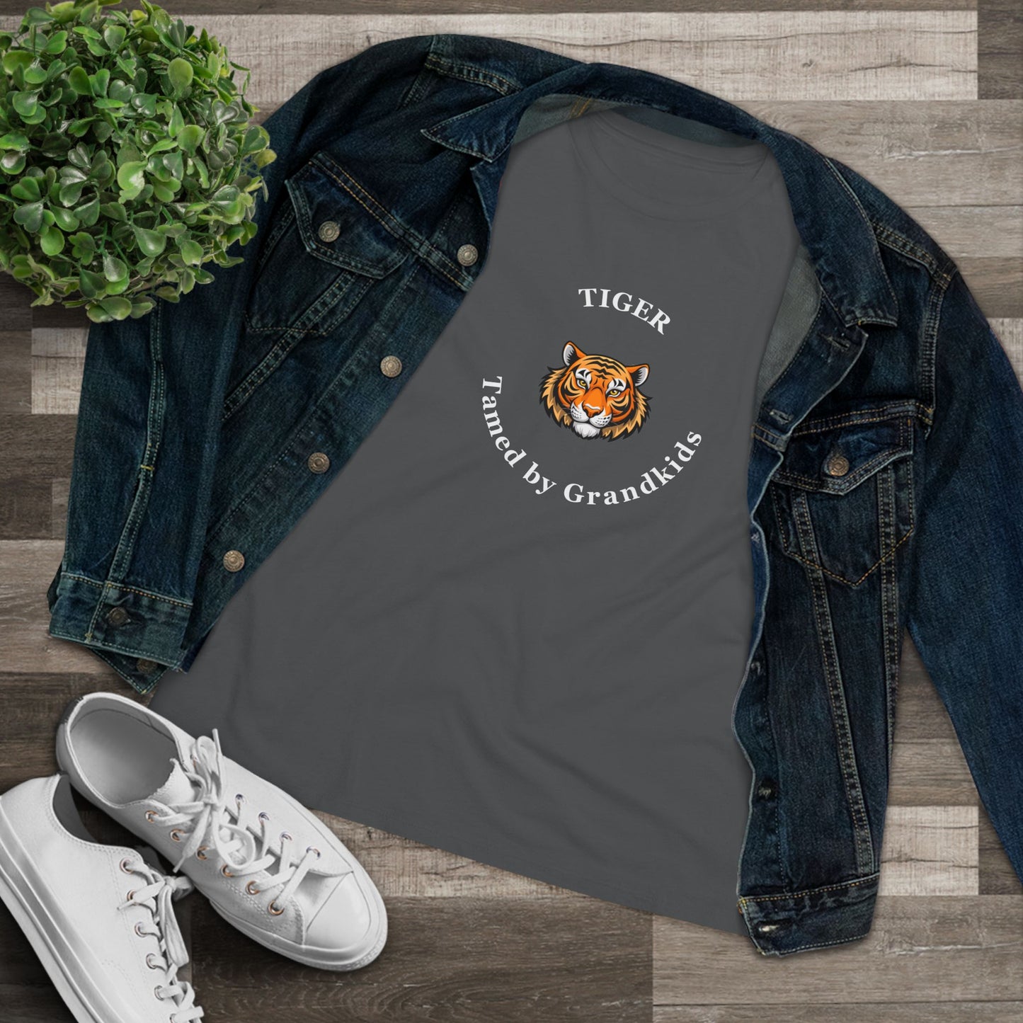 Tech HS - Tiger Tamed by Grandkids (white font) -Women's T-shirt- by Lynn Salem Creates