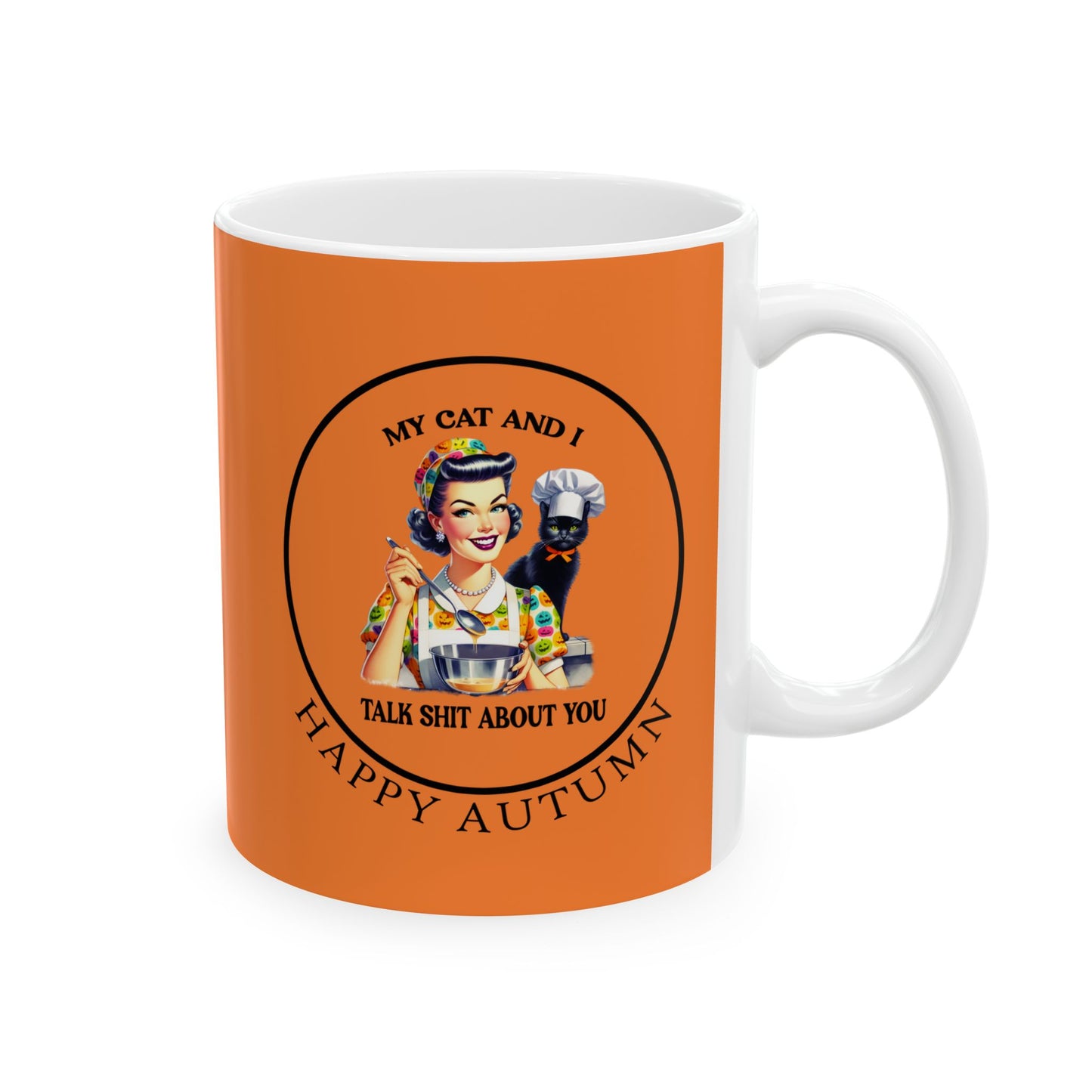 Ceramic Mug, (11oz, 15oz) - Autumn - My Cat and I by Lynn Salem Creates