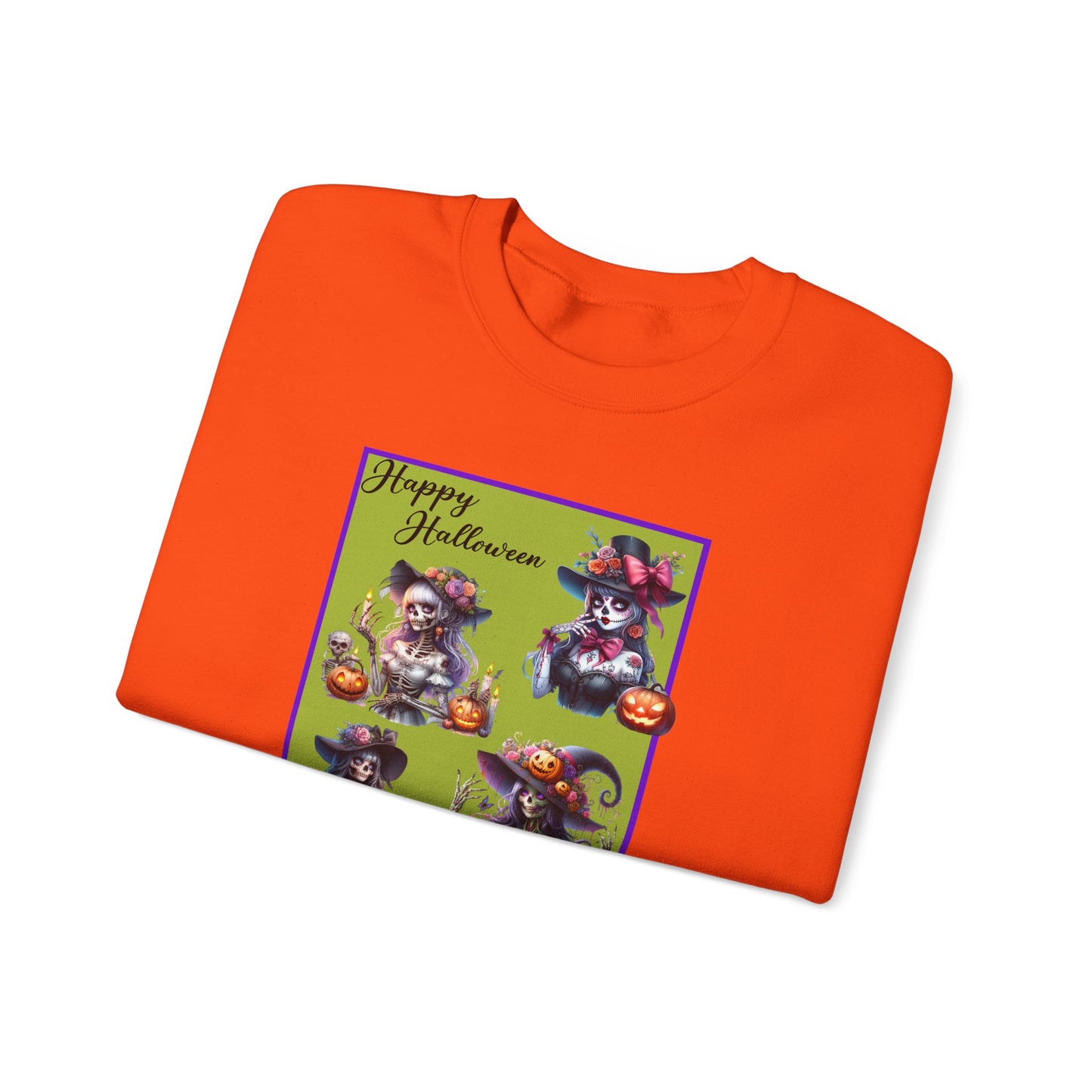 Crewneck Sweatshirt - Halloween - Pretty Lady Skeletons by Lynn Salem Creates