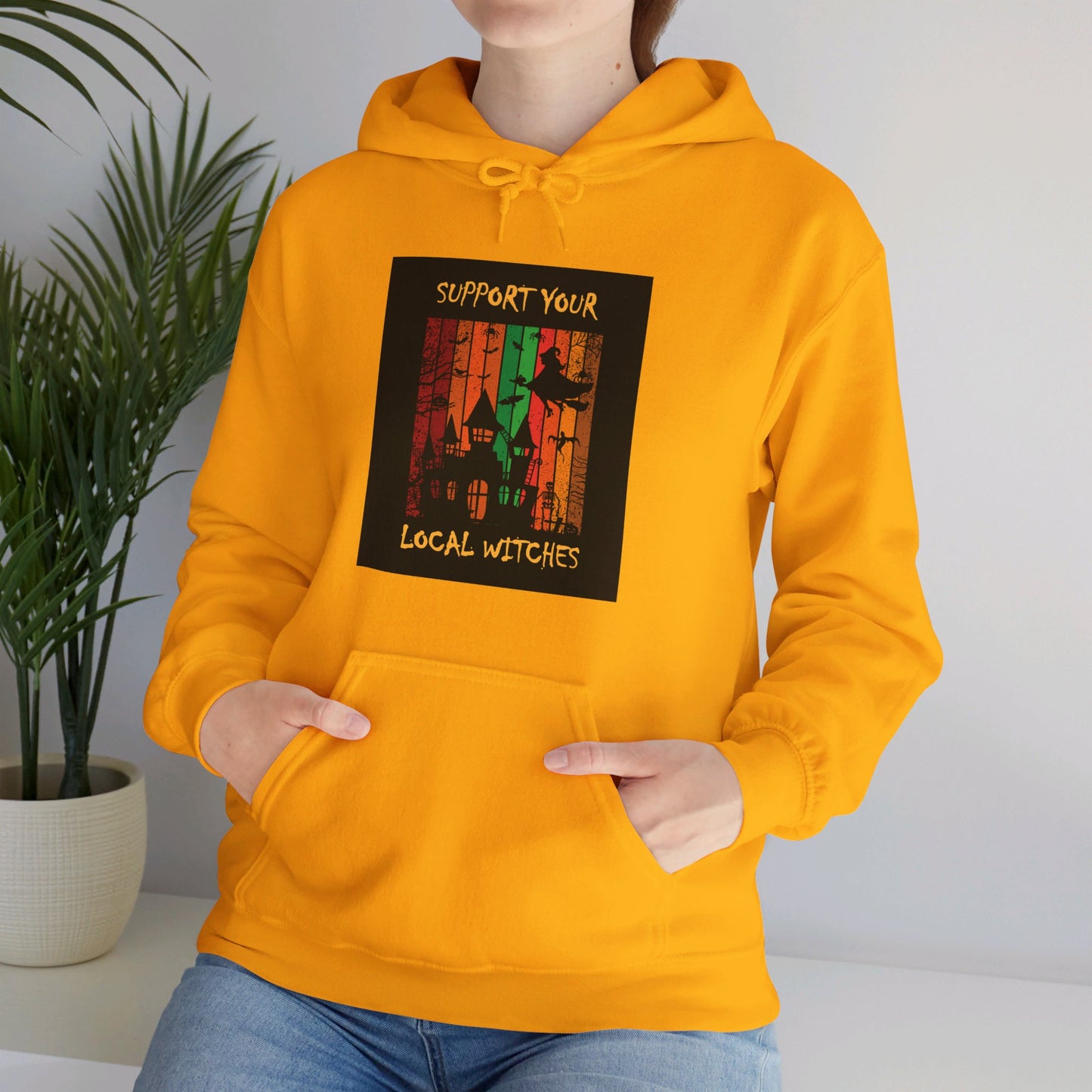 Hooded Sweatshirt-Unisex Heavy Blend™- Halloween - Support Your Local Witches by Lynn Salem Creates