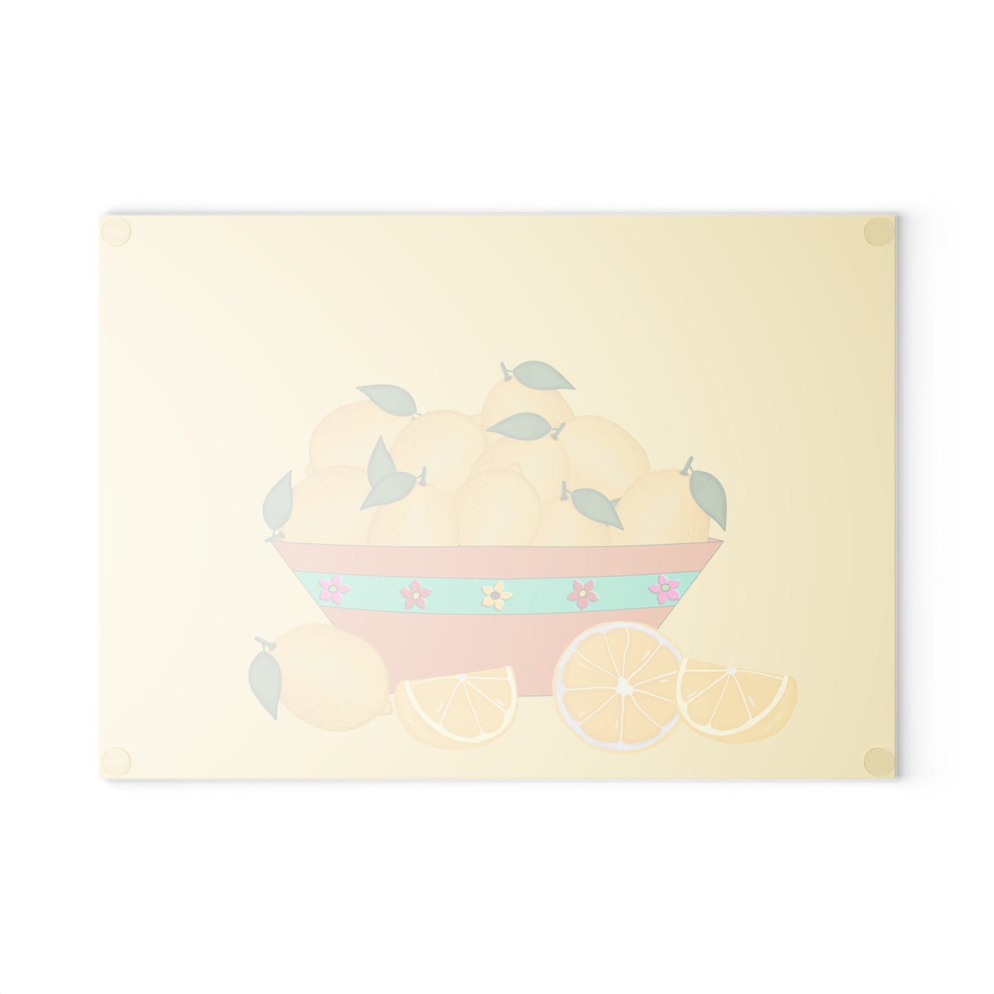 Bowl of Lemons Glass Cutting Board by Lynn Salem Creates