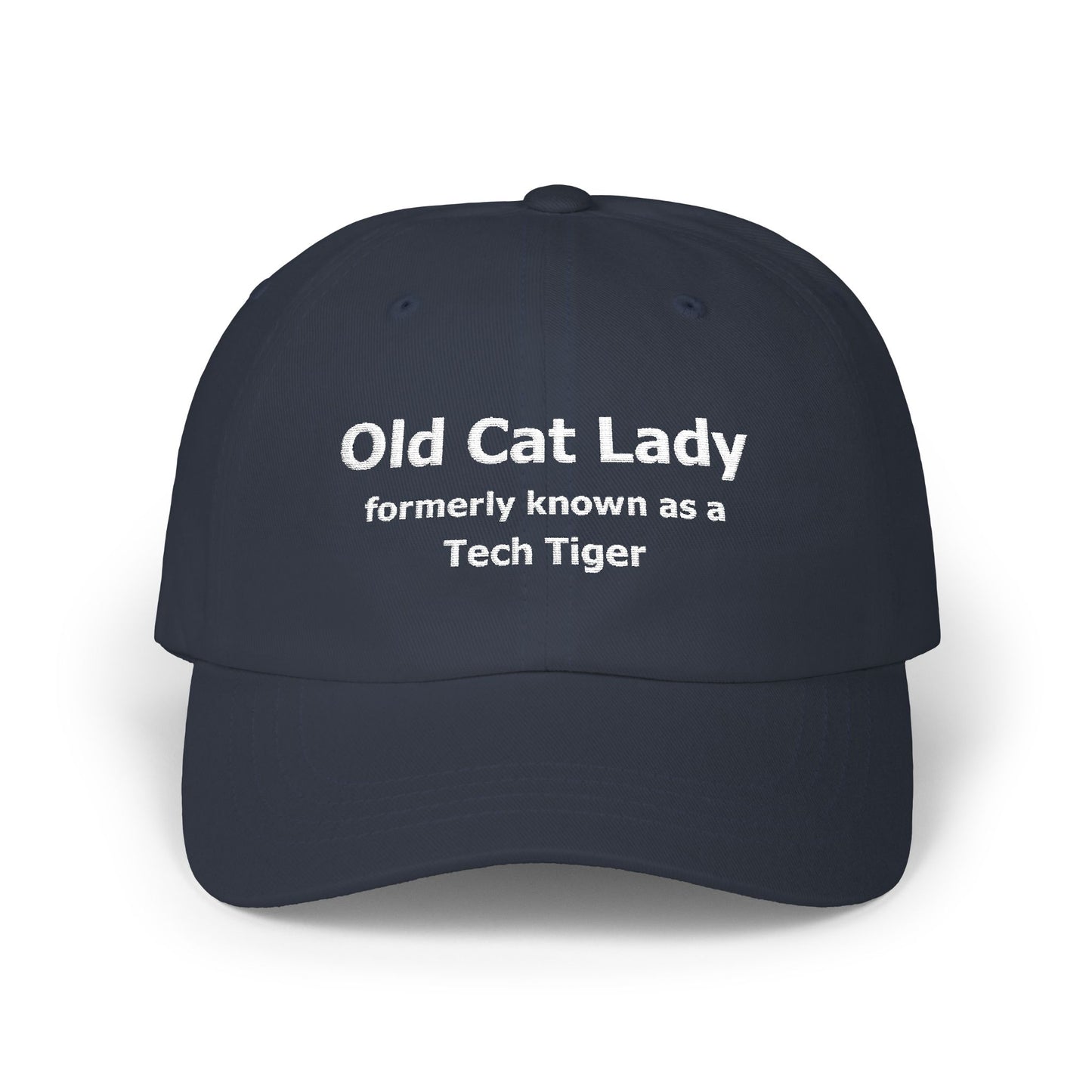 Tech HS - Embroidered Hat - Old Cat Lady formerly known as a Tech Tiger (white text) by Lynn Salem Creates