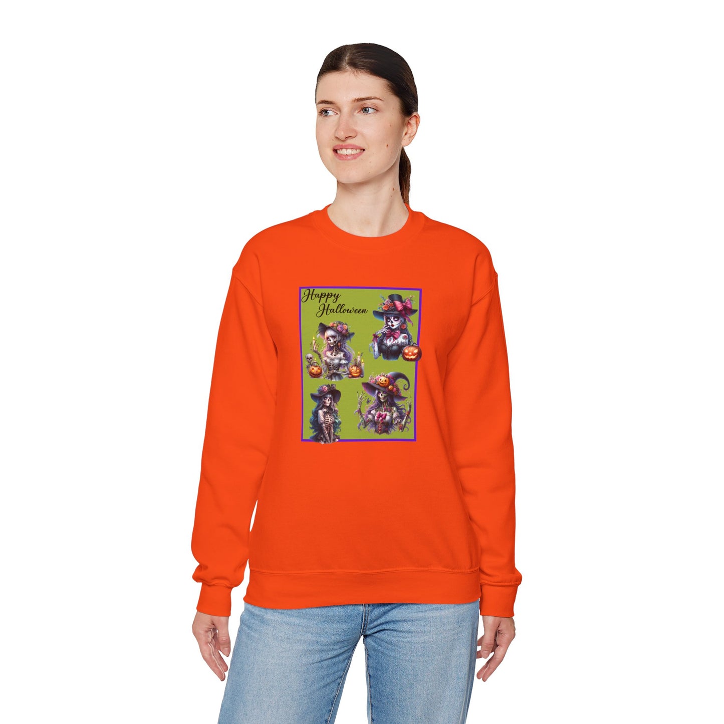 Crewneck Sweatshirt - Halloween - Pretty Lady Skeletons by Lynn Salem Creates