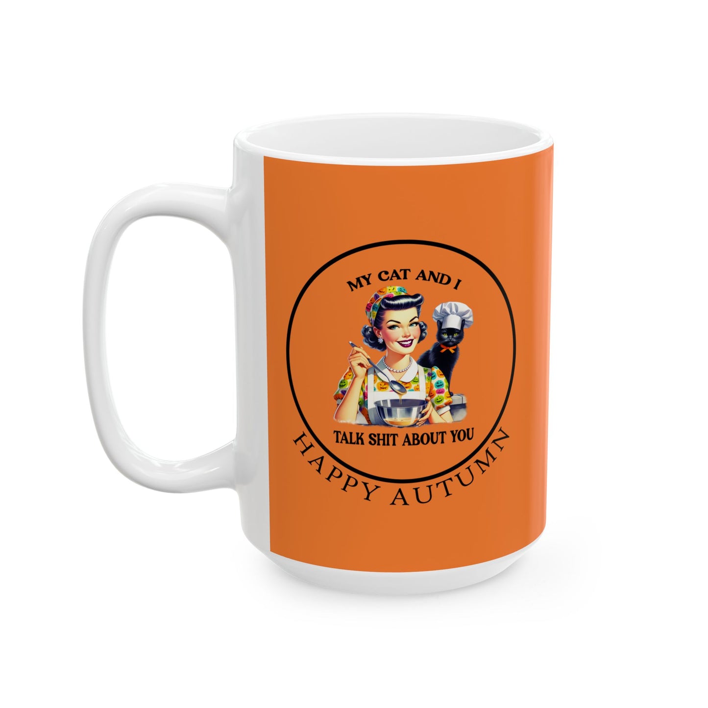 Ceramic Mug, (11oz, 15oz) - Autumn - My Cat and I by Lynn Salem Creates
