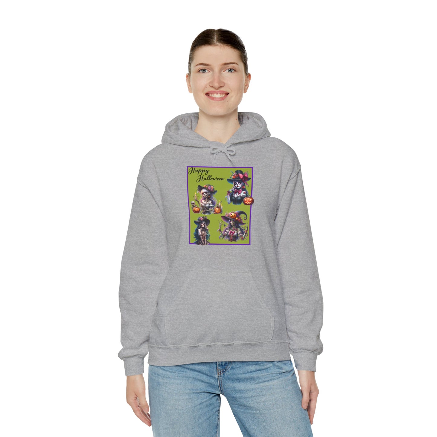 Hooded Sweatshirt - Halloween - Pretty Lady Skeletons by Lynn Salem Creates