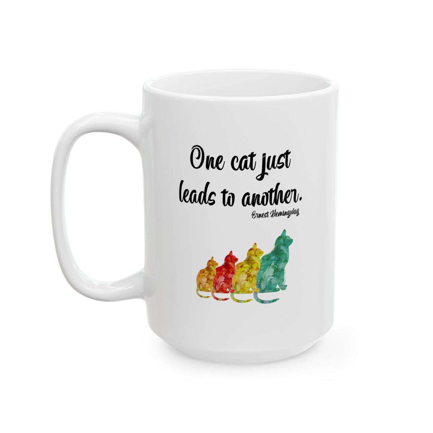 One Cat Just Leads to Another Ceramic Mug designed by Lynn Salem