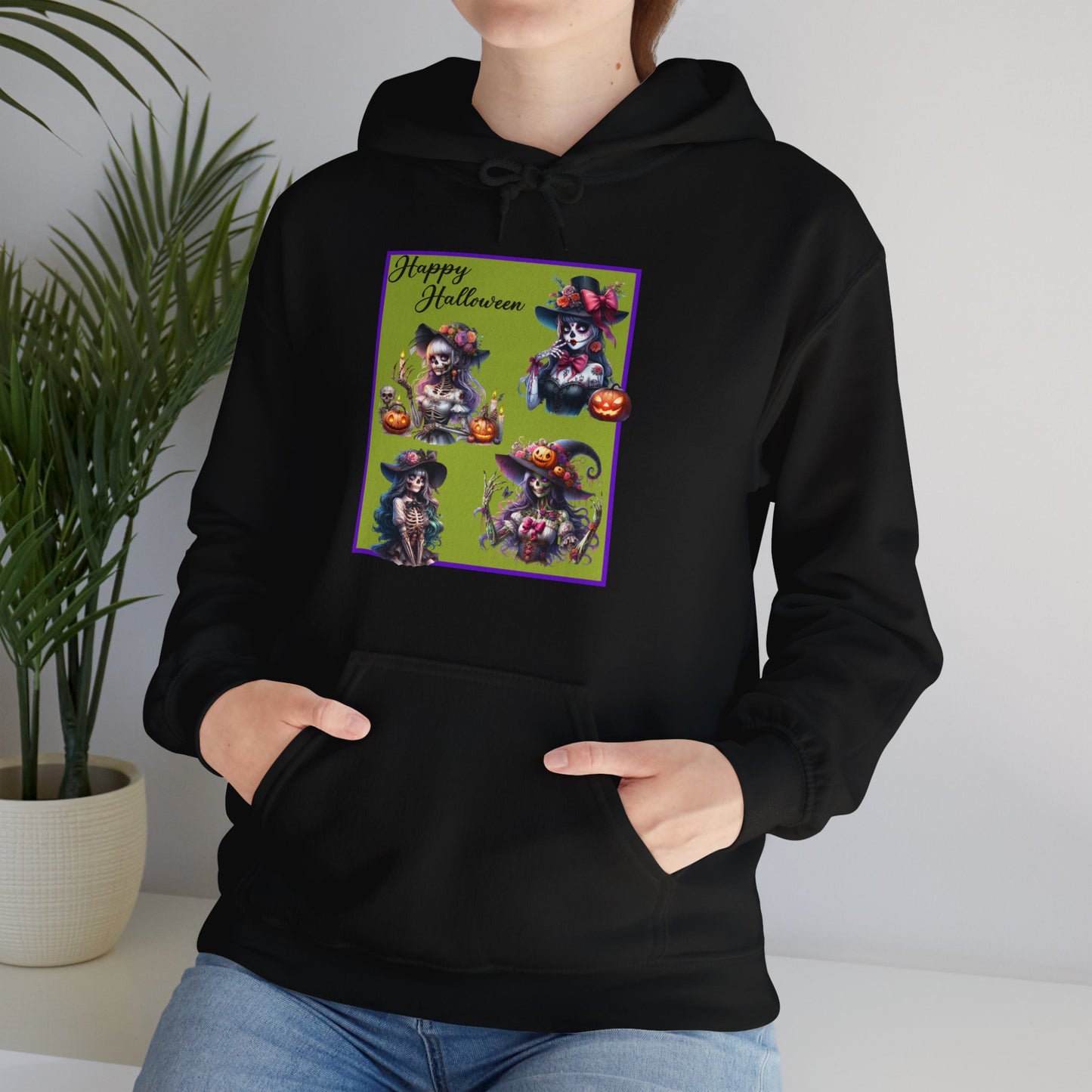 Hooded Sweatshirt - Halloween - Pretty Lady Skeletons by Lynn Salem Creates