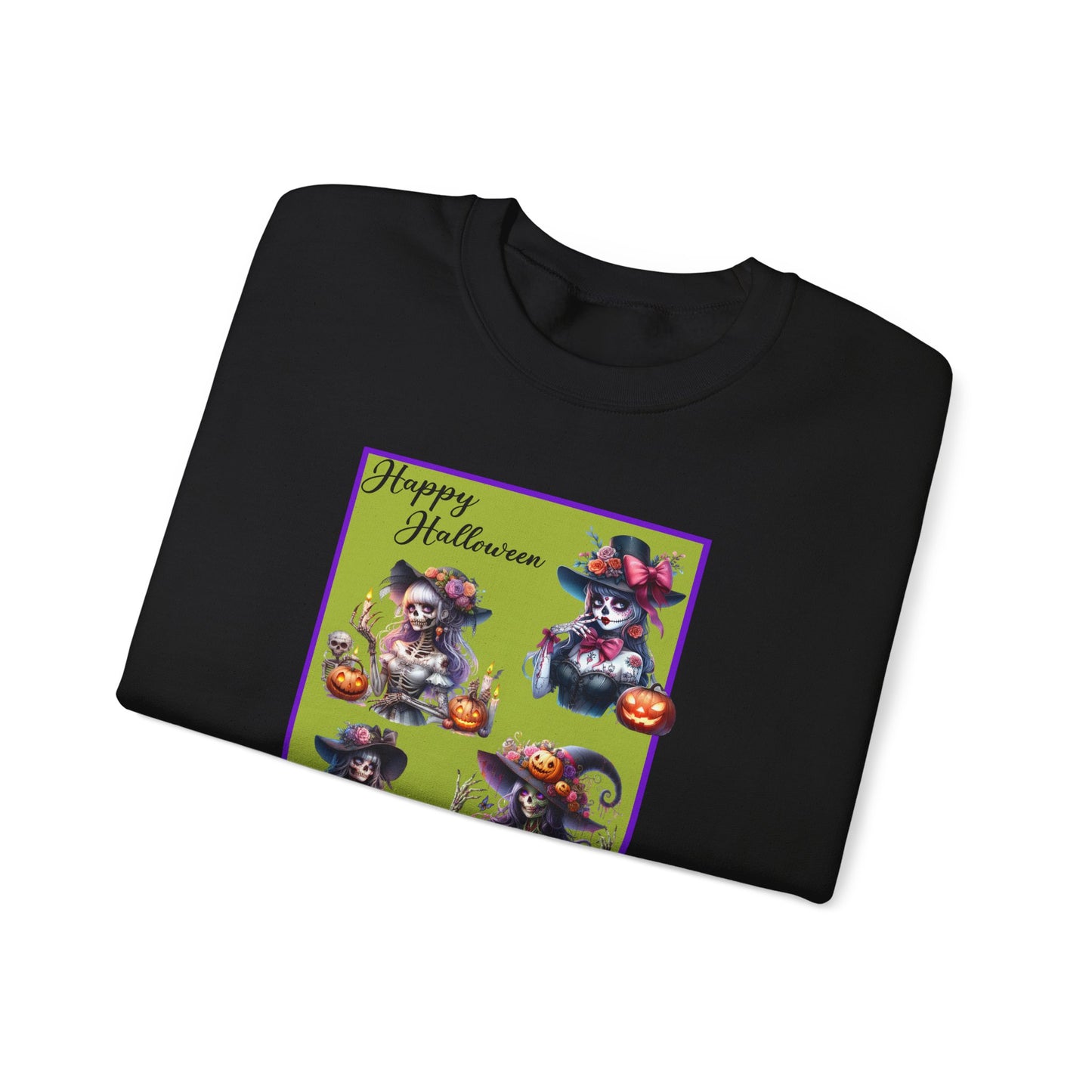 Crewneck Sweatshirt - Halloween - Pretty Lady Skeletons by Lynn Salem Creates