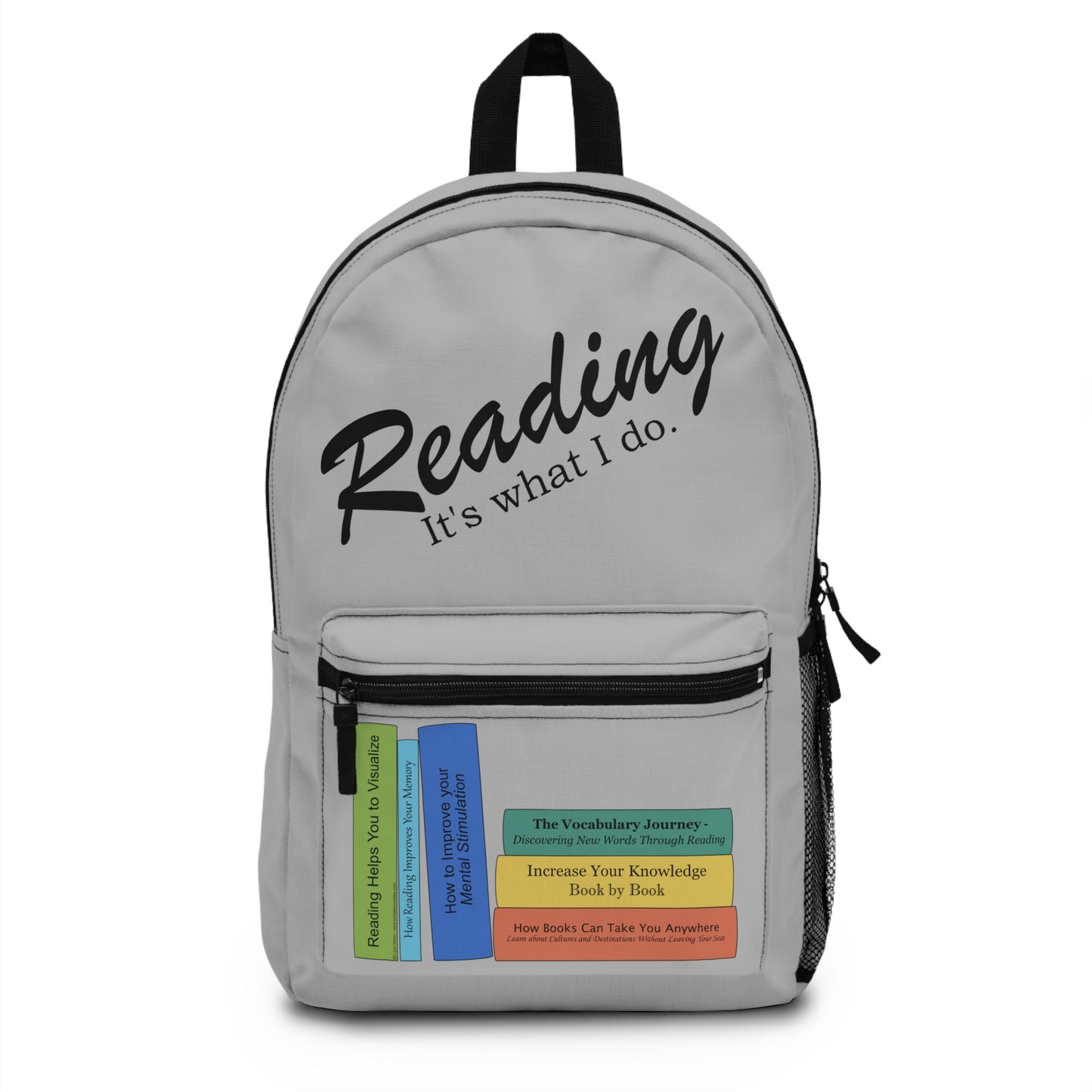 Backpack - Reading Books (Light Grey) by Lynn Salem Creates