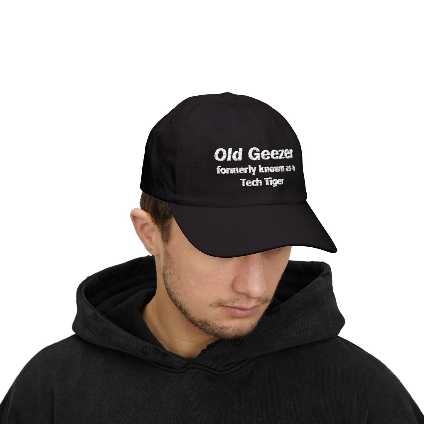 Tech HS - Embroidered Dad Hat - Old Geezer formerly known as a Tech Tiger (White Text) by Lynn Salem Creates