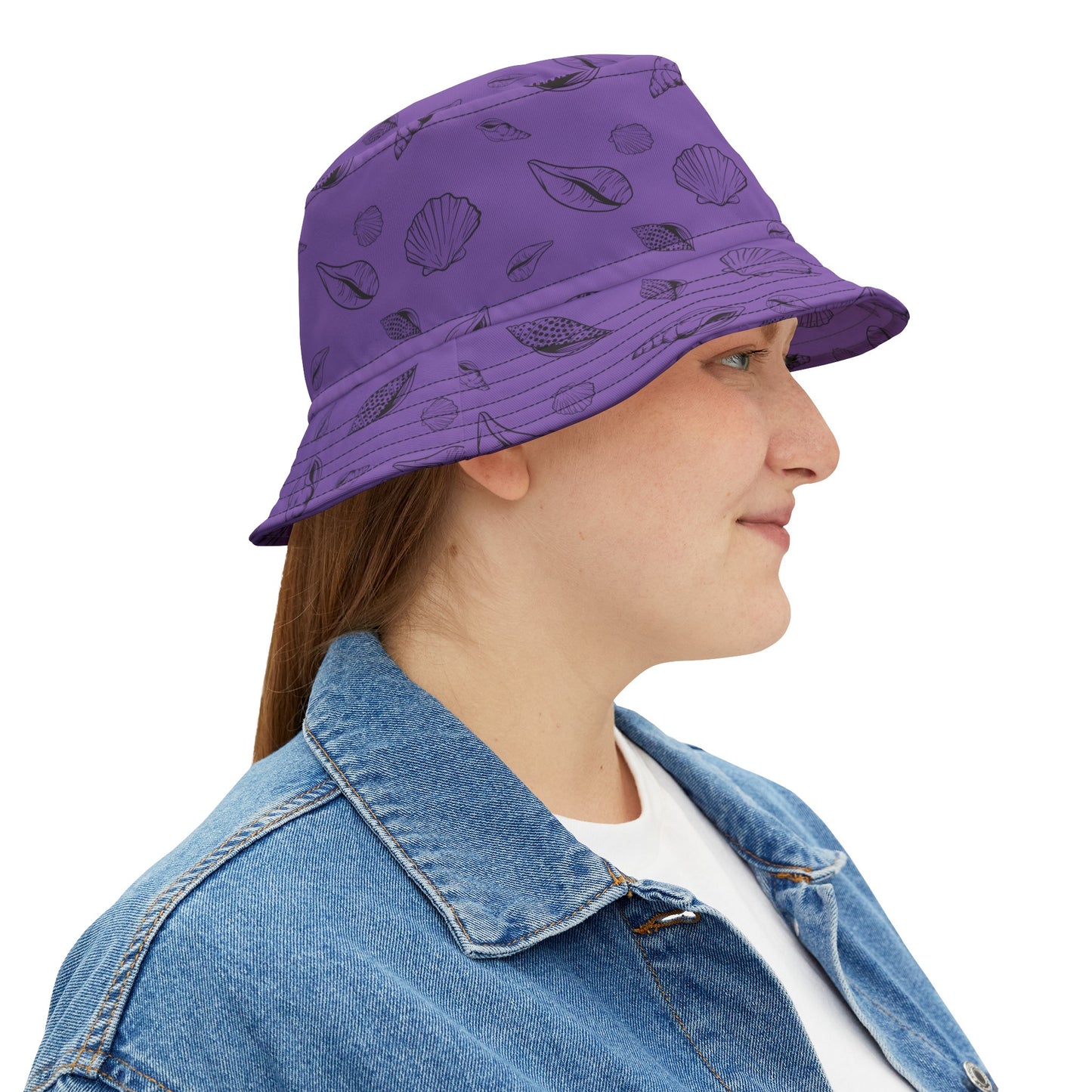 Sea Shell Design Bucket Hat (Light Purple) by Lynn Salem Creates
