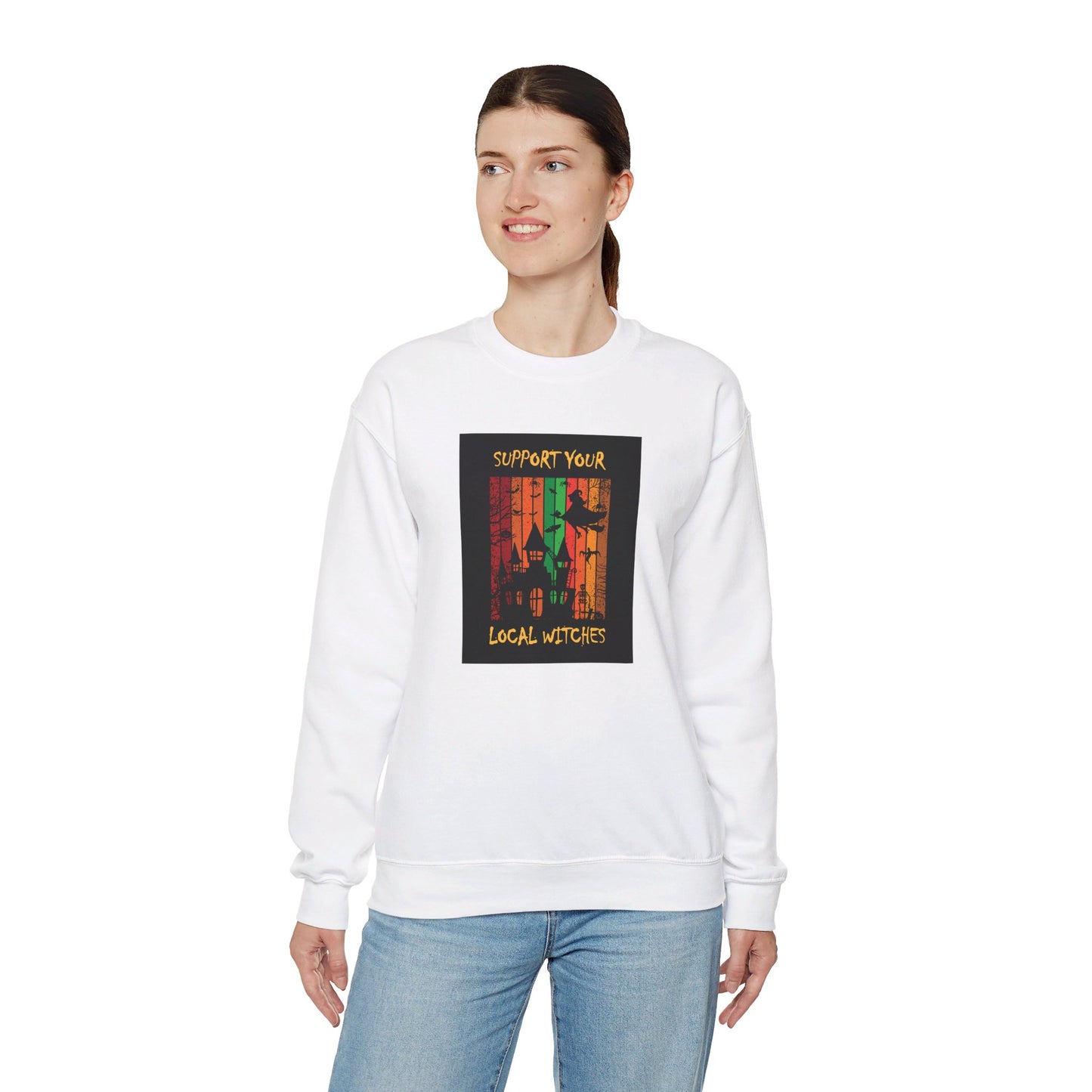 Crewneck Sweatshirt-Unisex Heavy Blend™ - Halloween - Support Your Local Witches 2 by Lynn Salem Creates